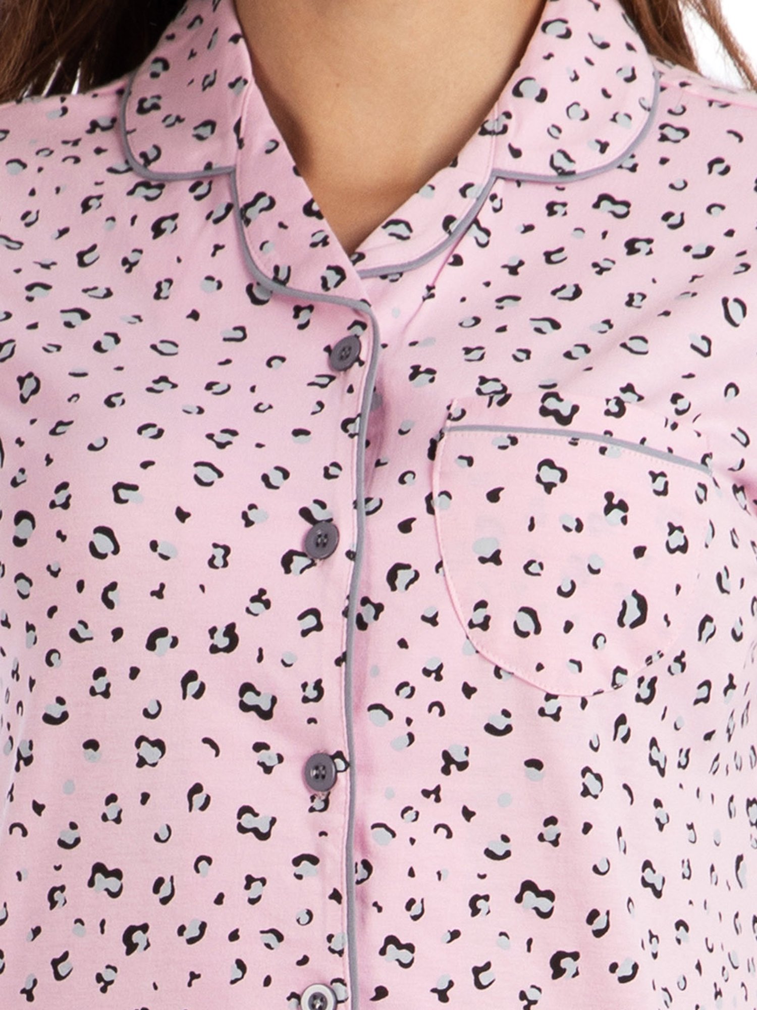 Nite Flite Pink Printed Shirt With Pyjamas