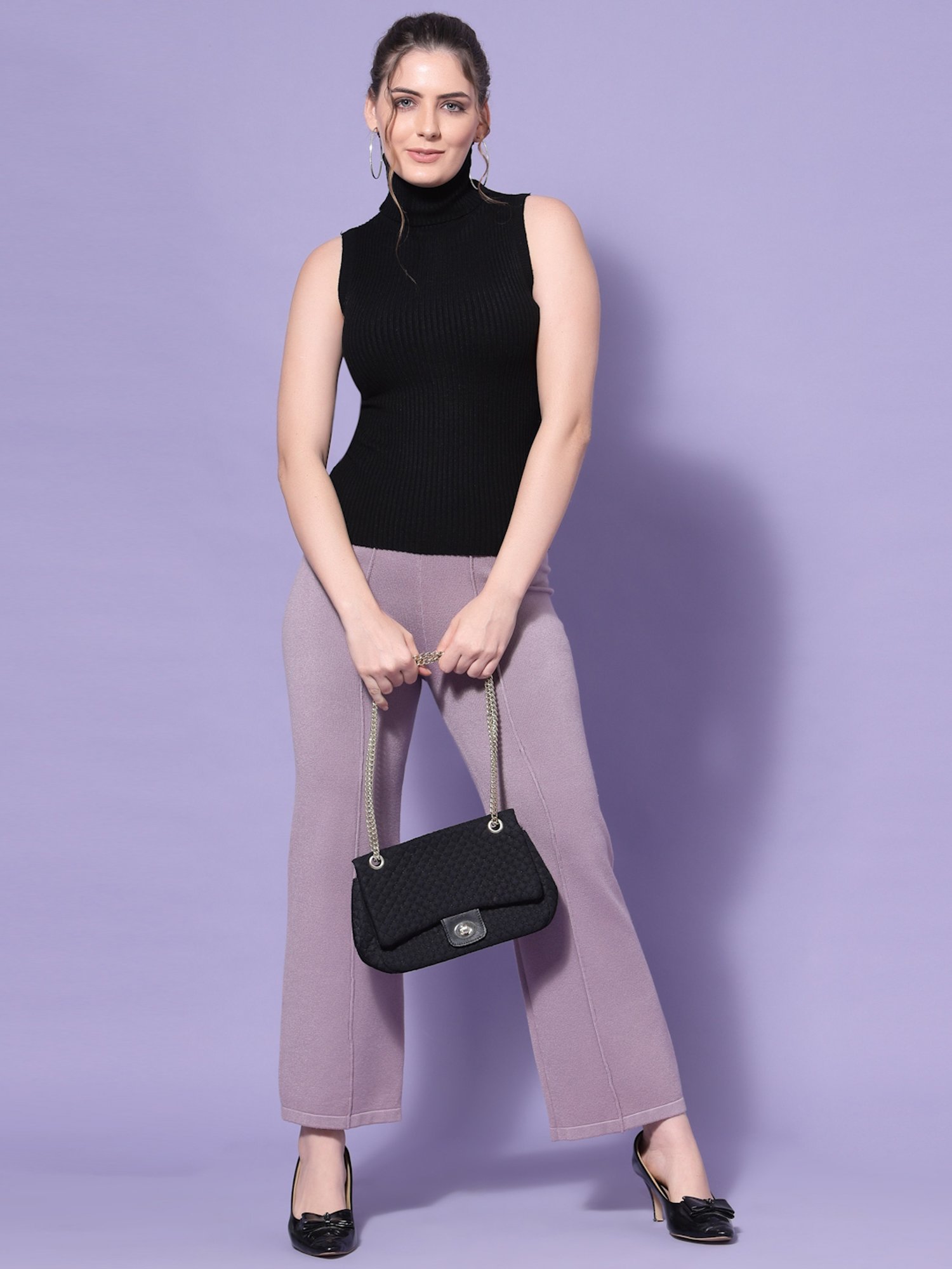 Mafadeny Purple Mid Rise Palazzos