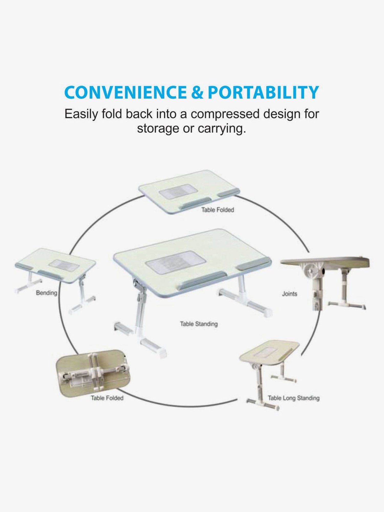 Portronics My Buddy + POR-704 Portable Laptop Stand with Cooling Fan (Grey)