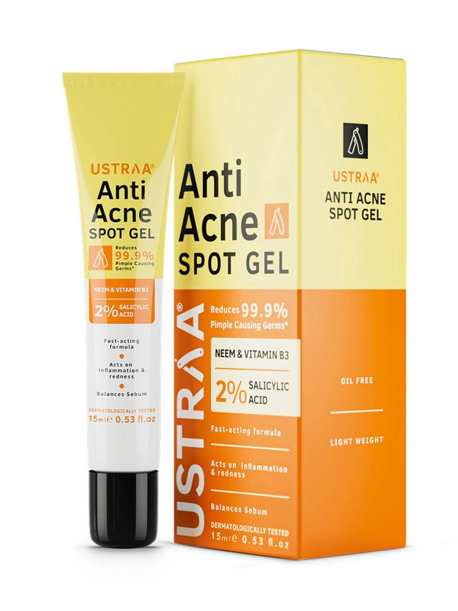 Ustraa Ayurvedic Cold Pressed Oil - 200 ml & Anti Acne Spot Gel - 15 ml