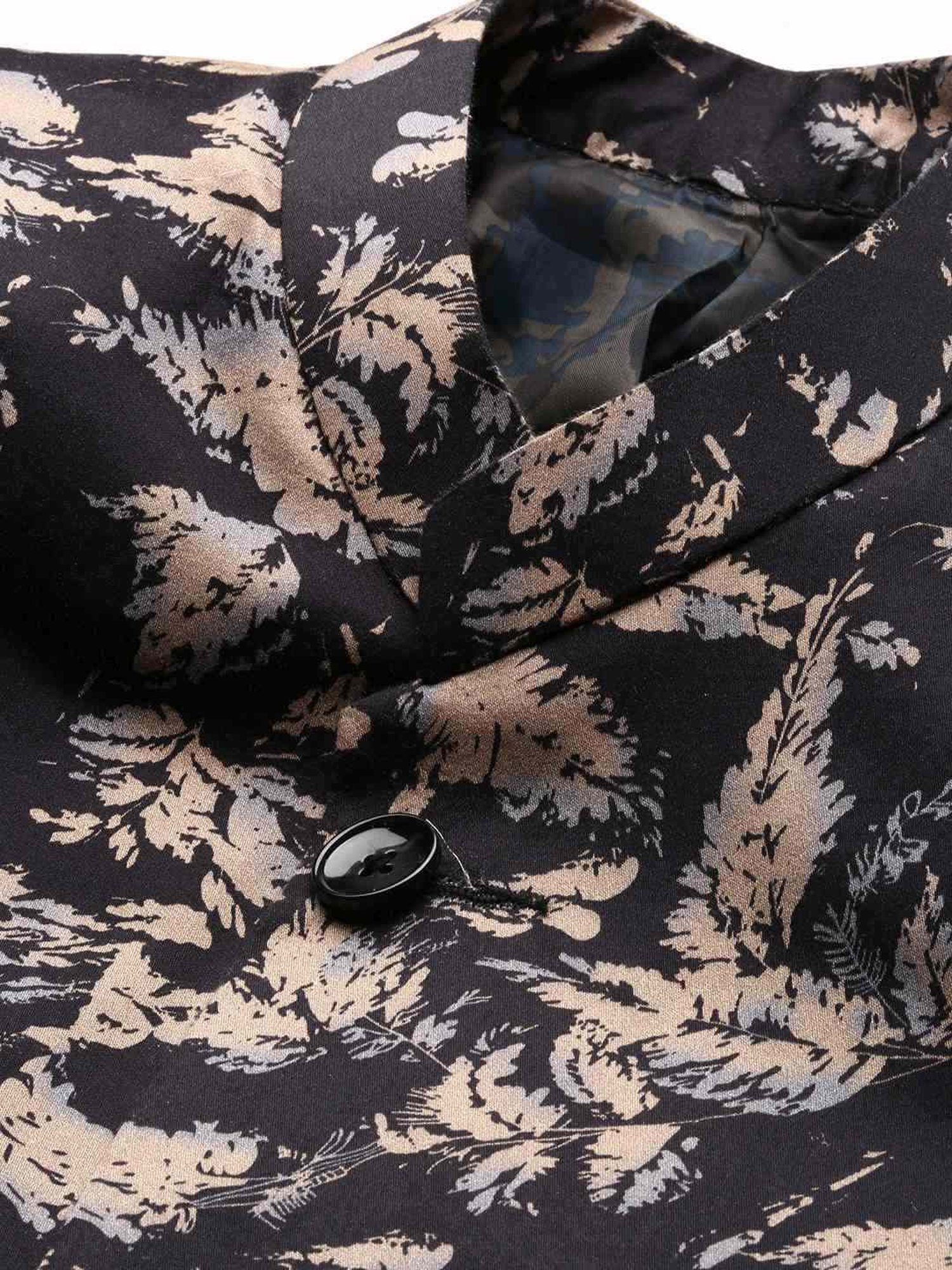 SHOWOFF Black Slim Fit Printed Blazer