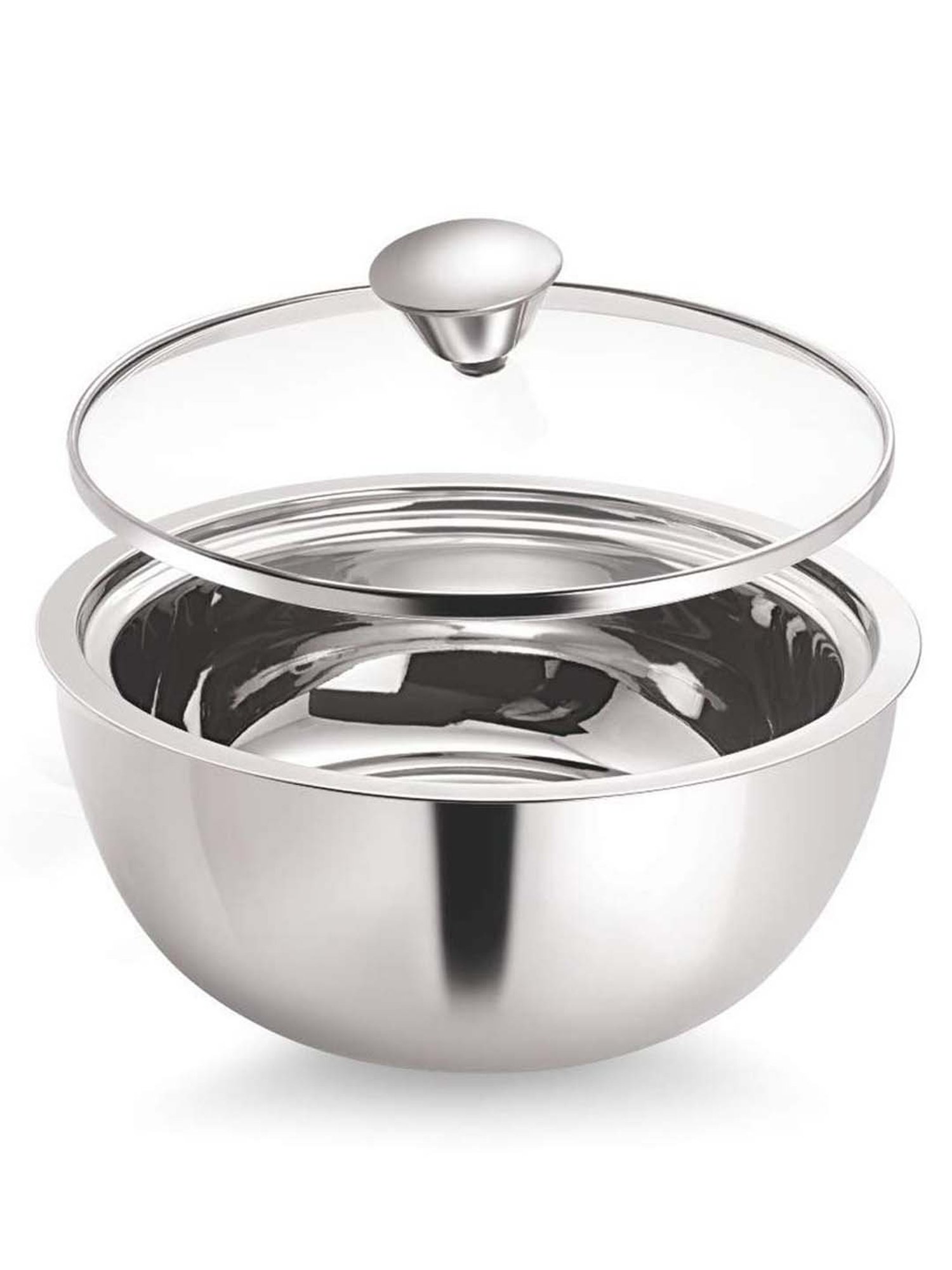 Femora Stainless Steel Insulated Curry Serving Bowl with Lid (1500 ml & 900 ml) - Set of 2
