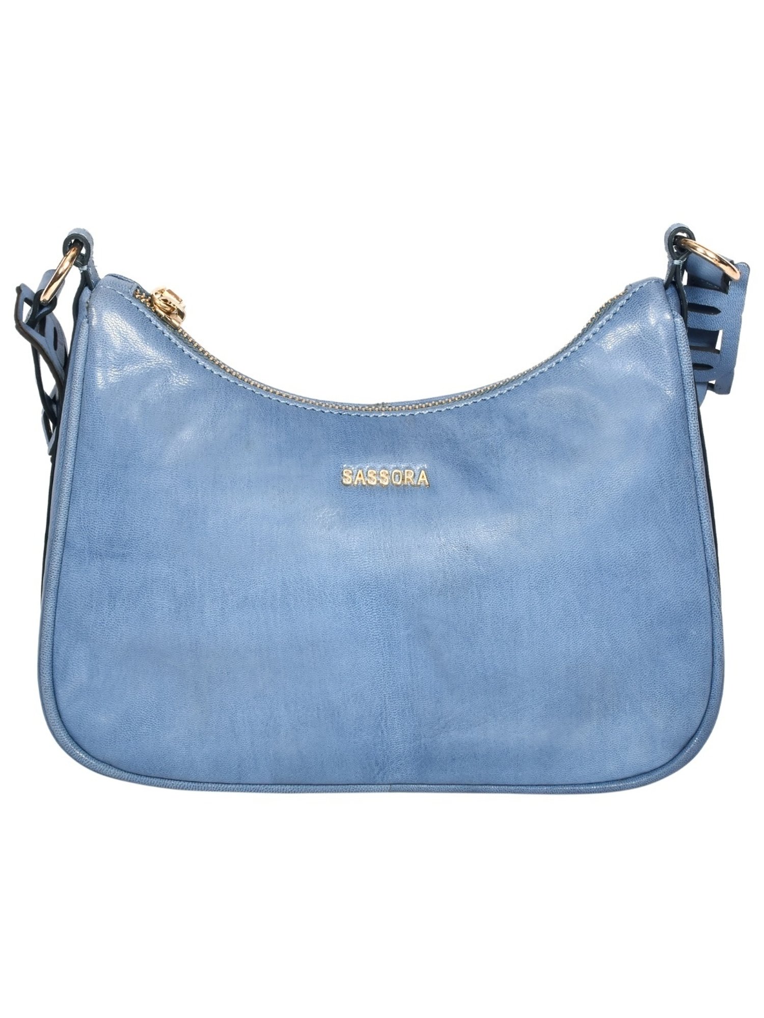 SASSORA ALOHI Blue Leather Small Handbag