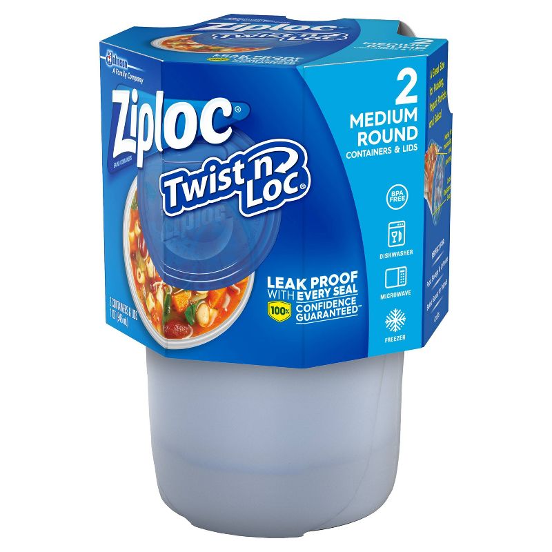 Ziploc Twist 'n Loc Container - Medium Round - 32oz/2 ct