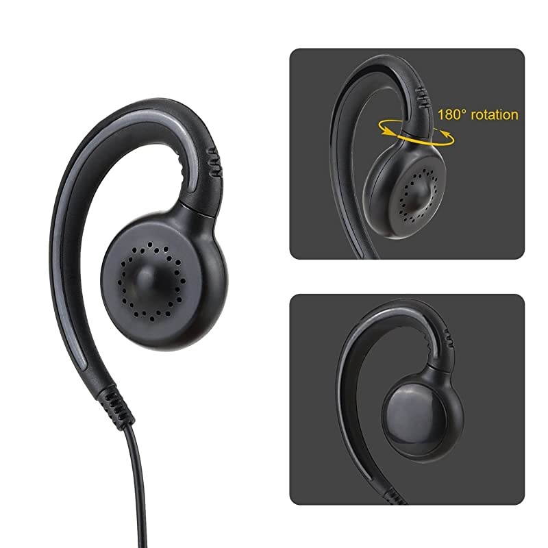 Walkie Talkie Swivel Earpiece with Microphone and PTT for Motorola Two Way Radio - Motorola Swivel Earpiece Compatible with Walkie Talkies CLS1410, CLS1100, HKLN4604A (2 Pack)