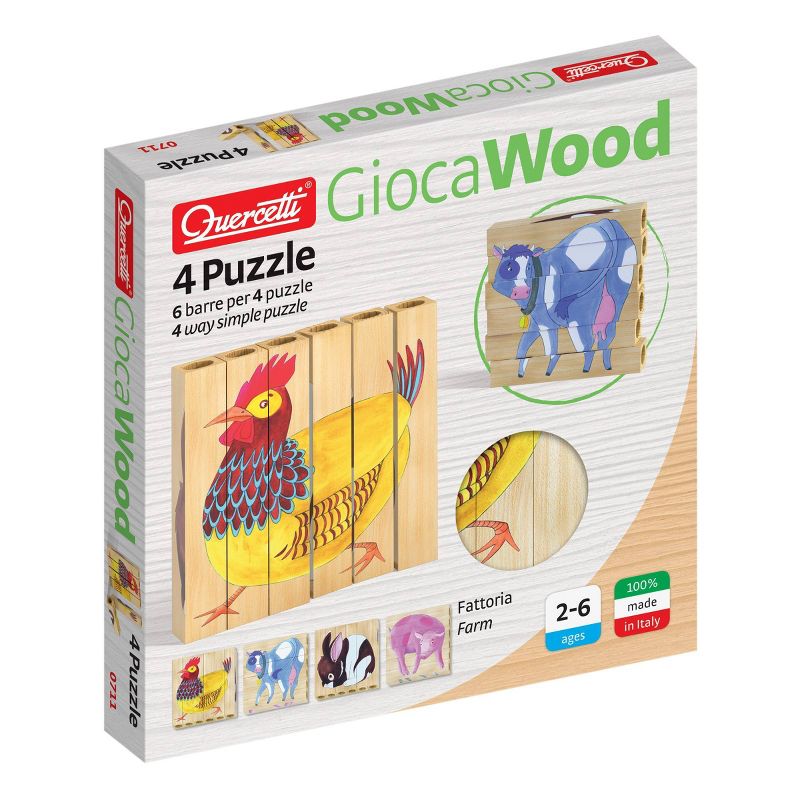 Quercetti Farm Wooden Puzzle - 4pk