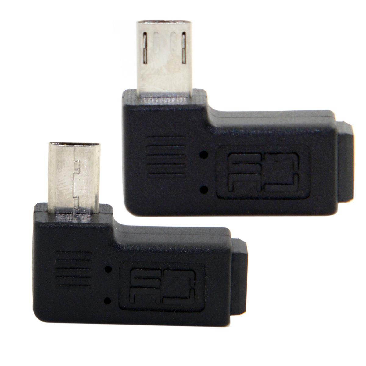 2pcs Left & Right Angled Mini USB 5P Female to Micro USB Male Data Power Adapter