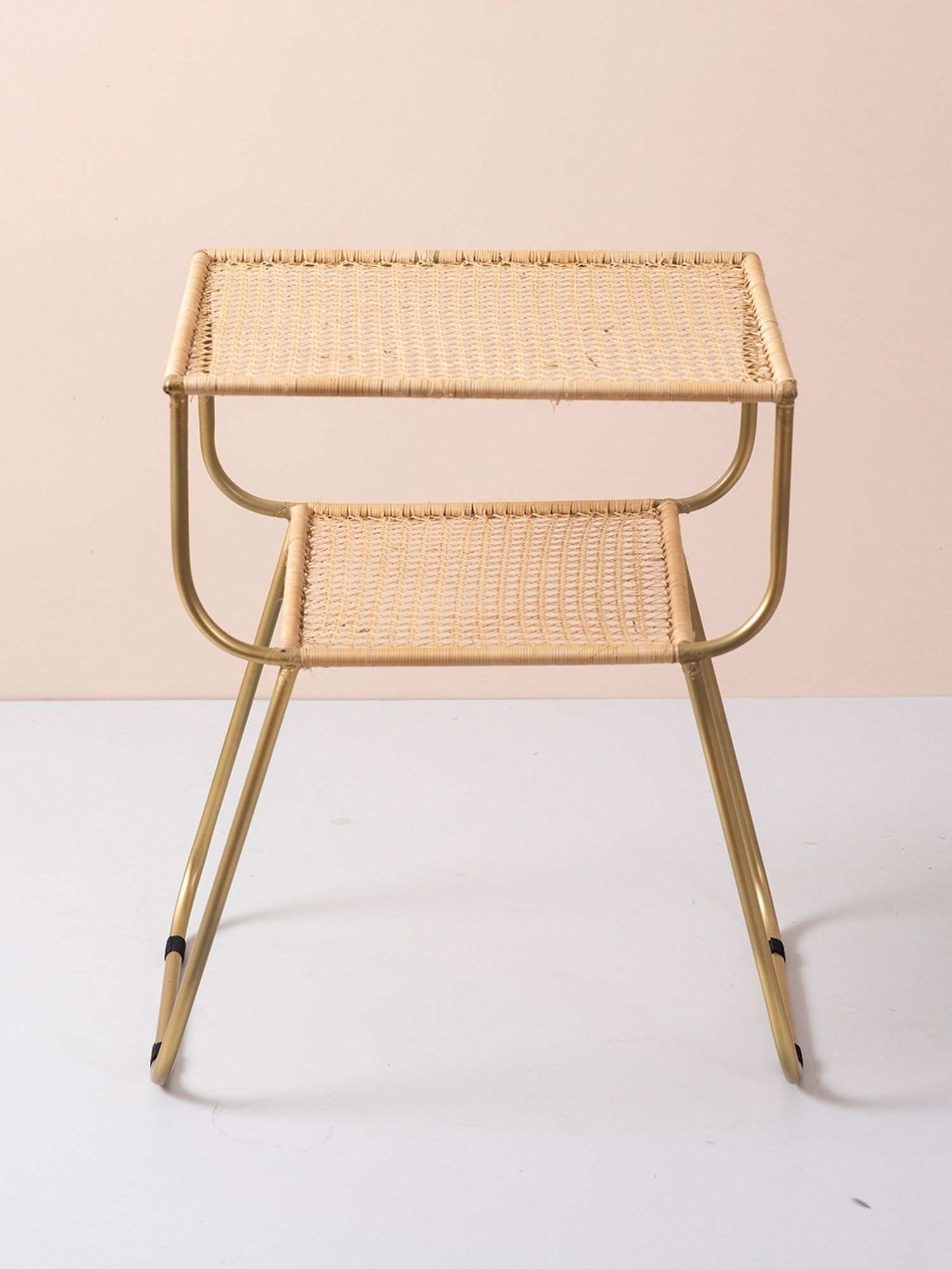 Netroots Printed Gold Iron 2 Tier Magazine Coffee Table