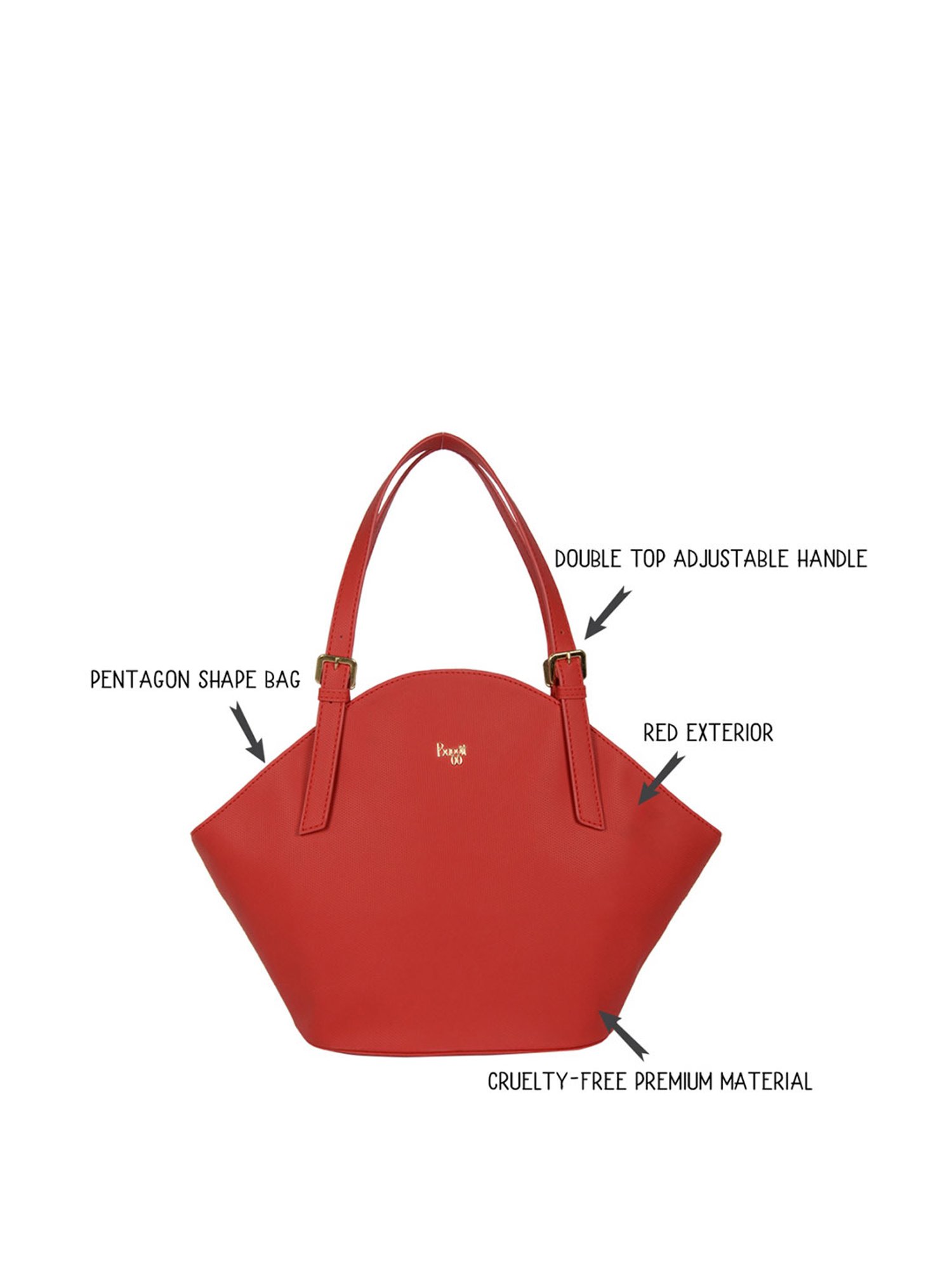 Baggit Red Solid Medium Tote Handbag