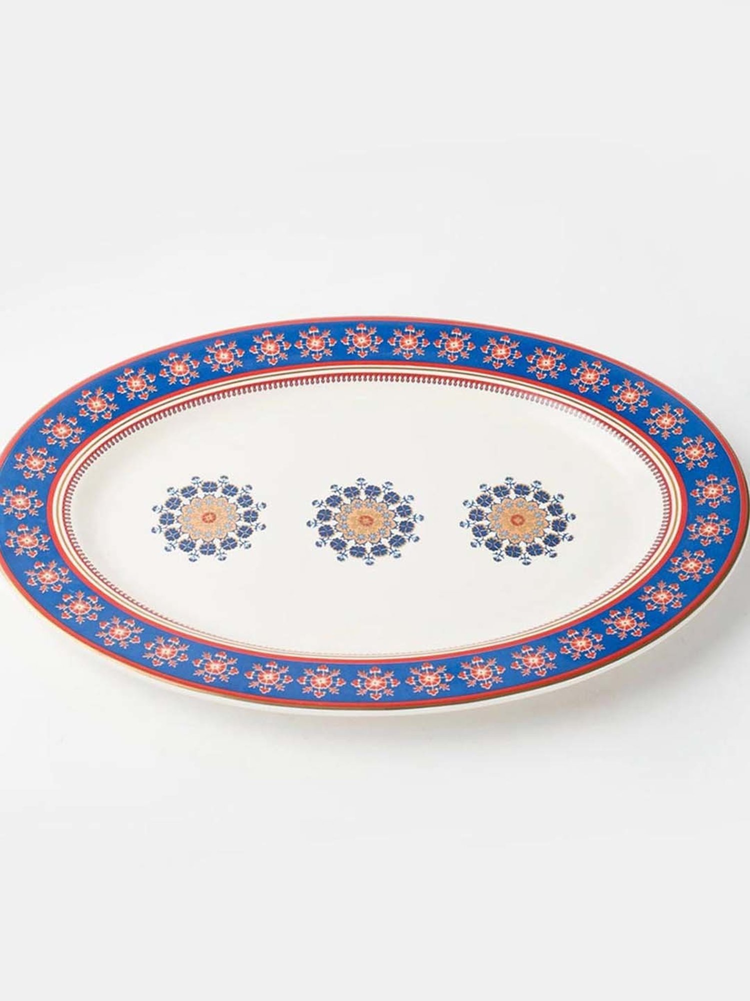 Fabindia Falak Multicolor Ceramic Small Oval Platter
