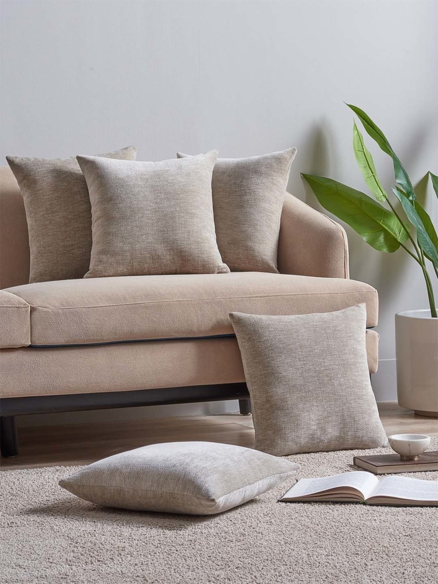 Ddecor Live Beautiful Beige Polyester Cushion Covers Set - 5 Piece