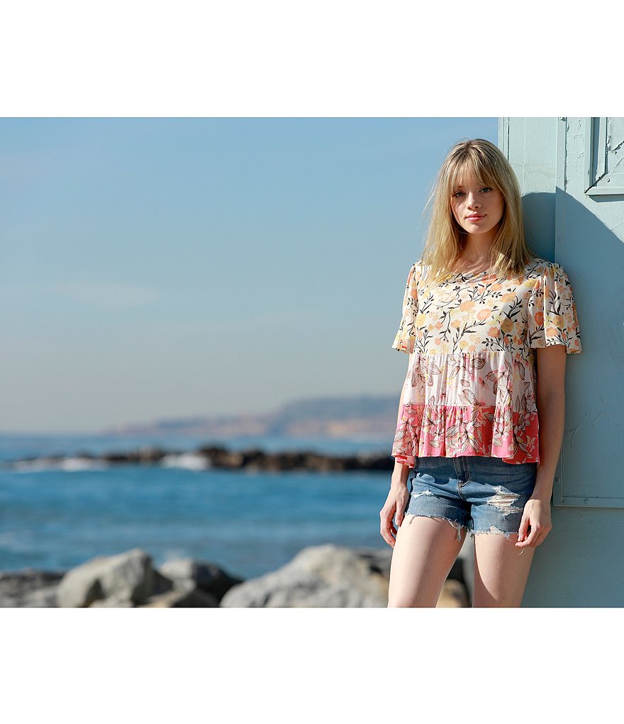 Coco + Jaimeson Mixed Print Tiered Top