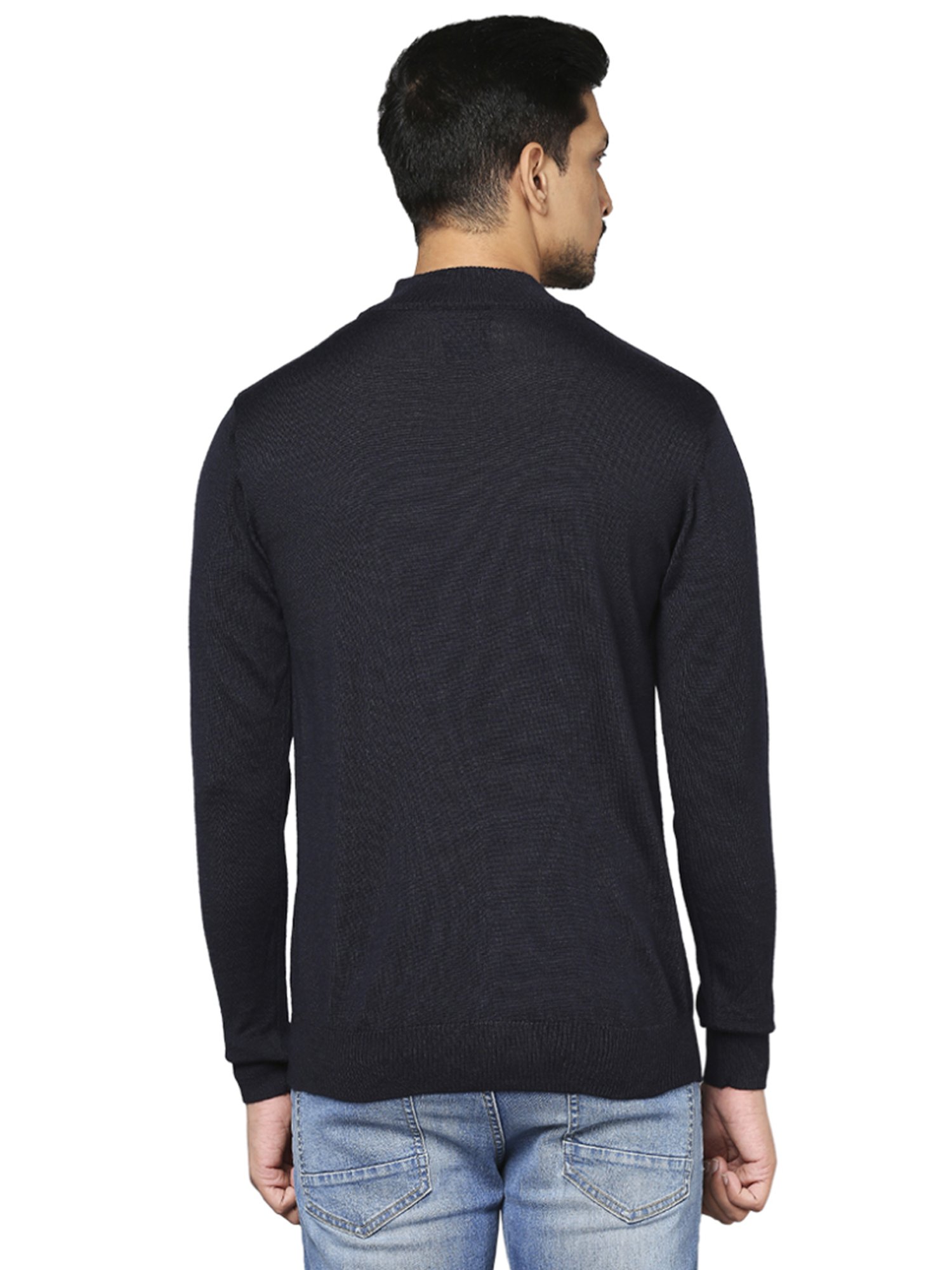 Raymond Blue  Regular Fit Self Pattern sweater