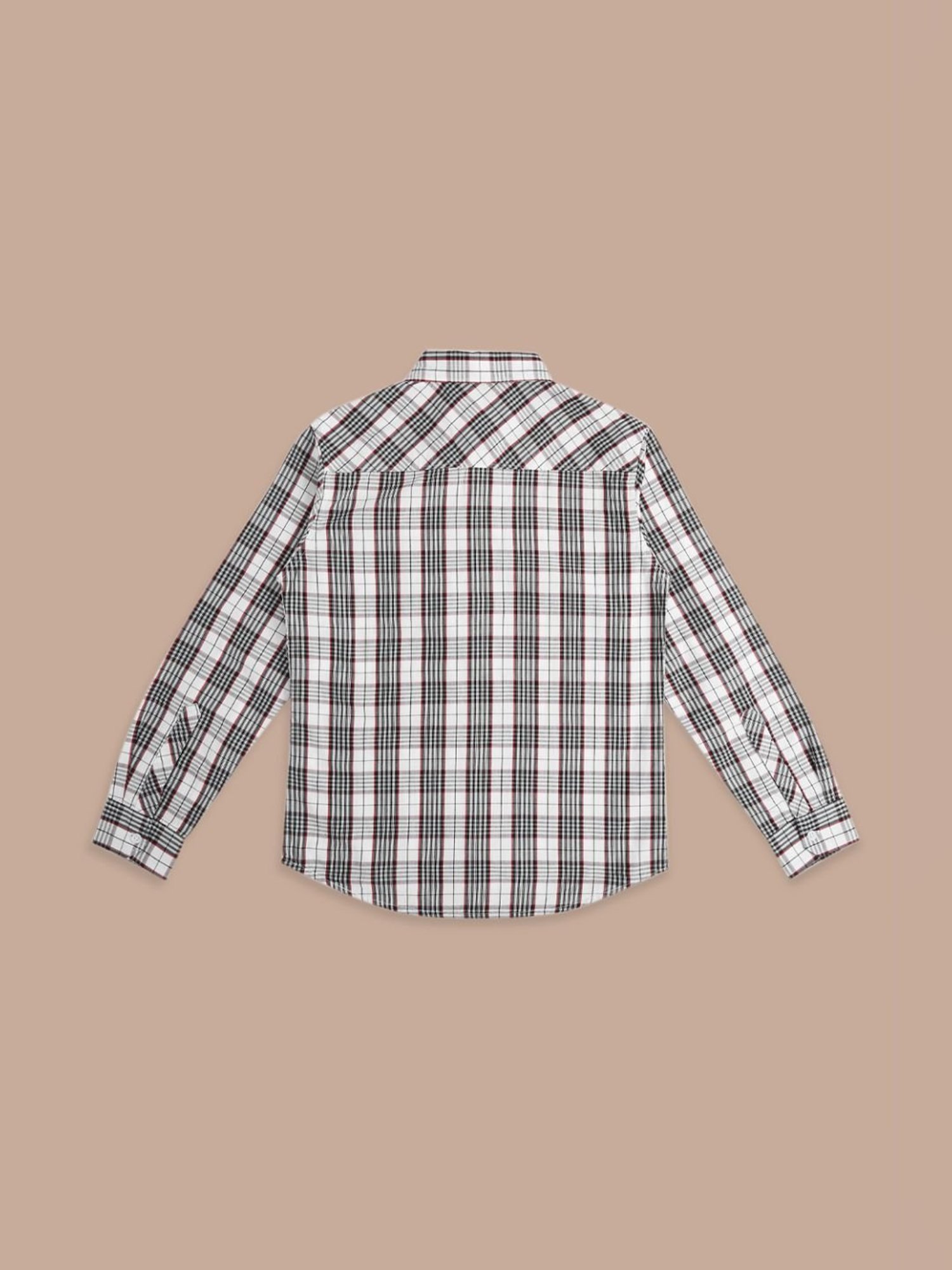 Pantaloons Junior White & Black Cotton Chequered Full Sleeves Shirt