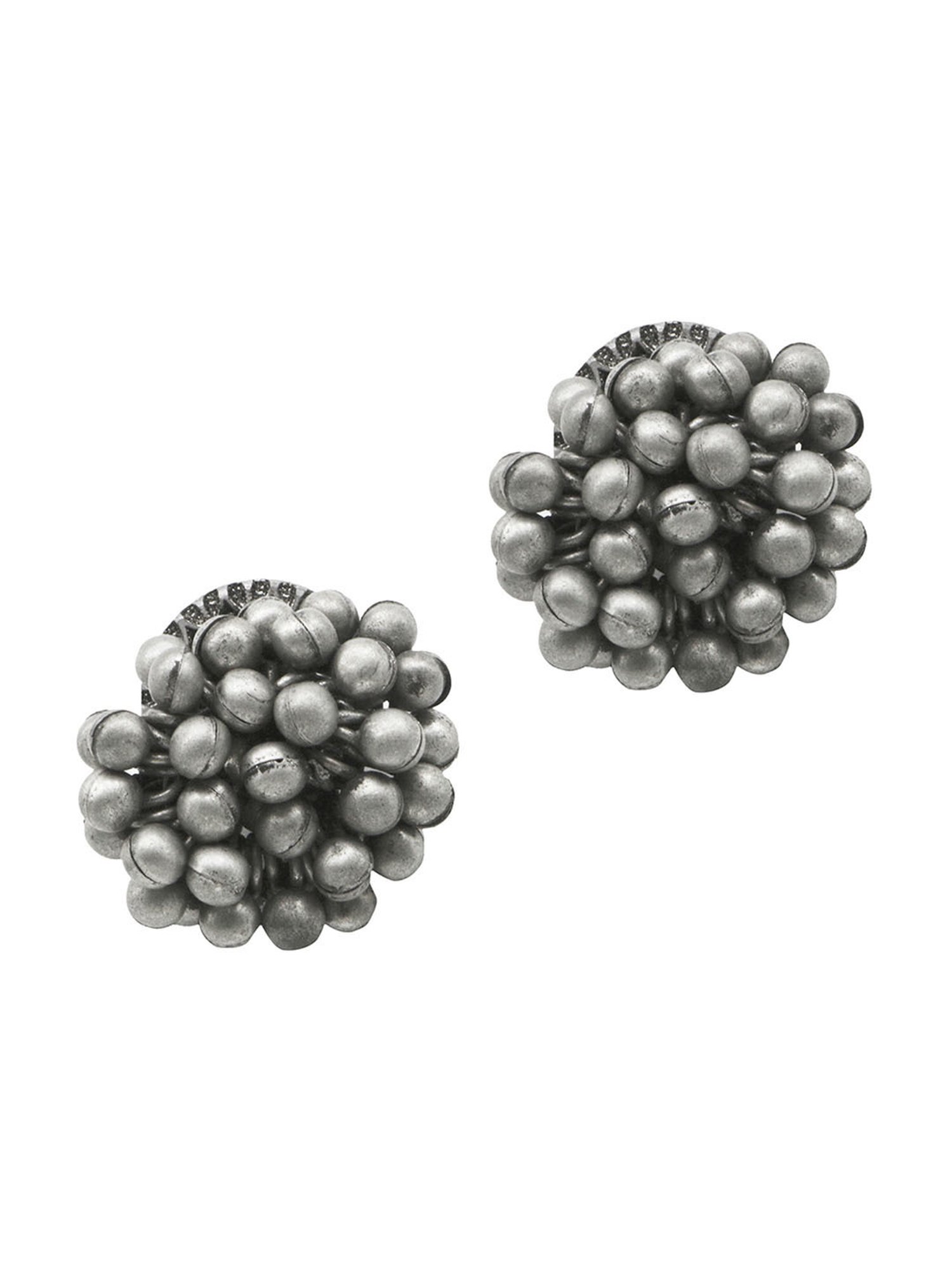 Teejh Trisha Ghungroo Silver Oxidized Stud Earrings