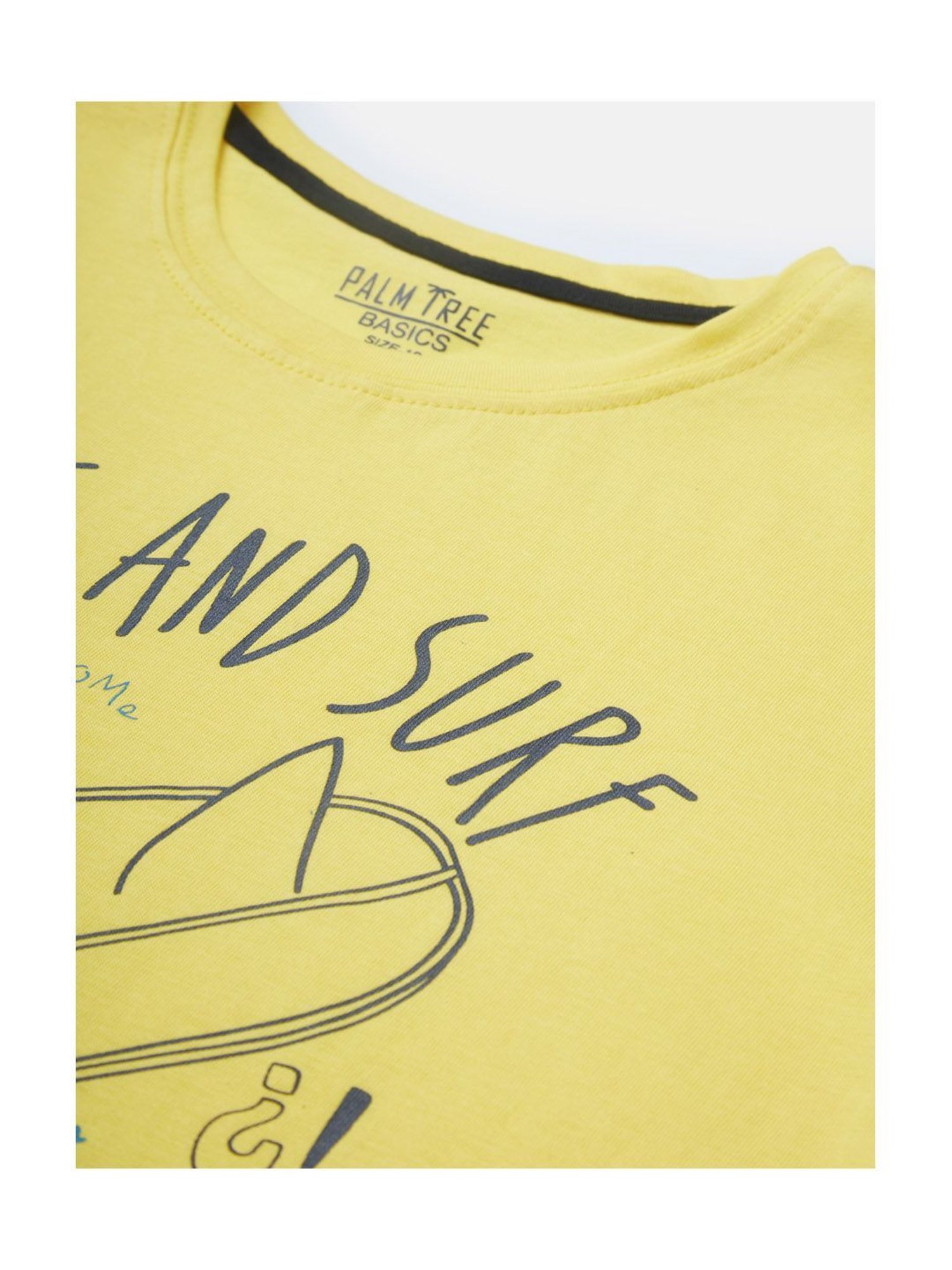 Palm Tree Kids Yellow Printed T-Shirt
