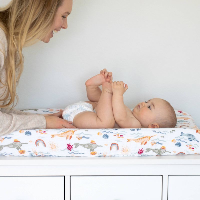Bebe au Lait Muslin Changing Pad Cover Narwhal