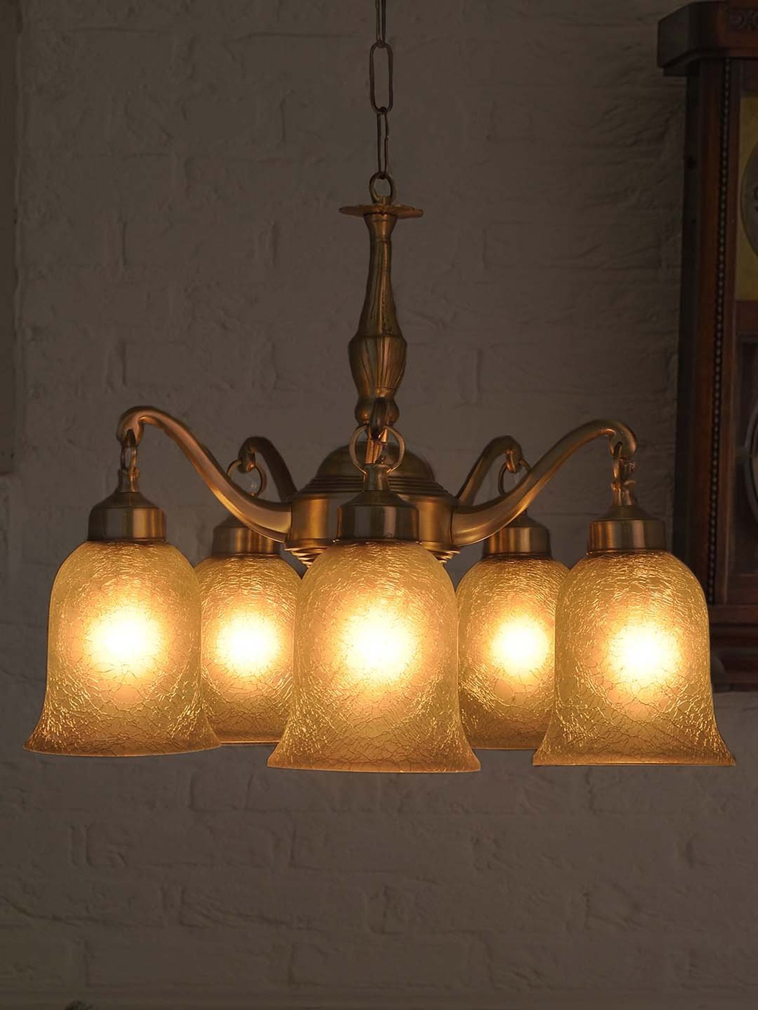 Fos Lighting Golden Classic Down Facing 5 Light Brass Chandelier - Set of 1