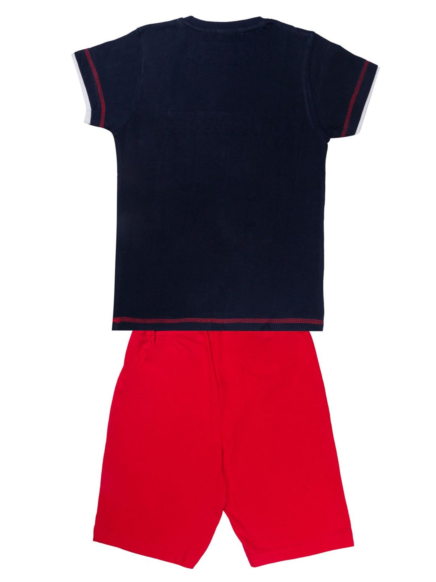 Todd N Teen Kids Red & Navy Printed T-Shirts with Bottom (Pack Of 2)