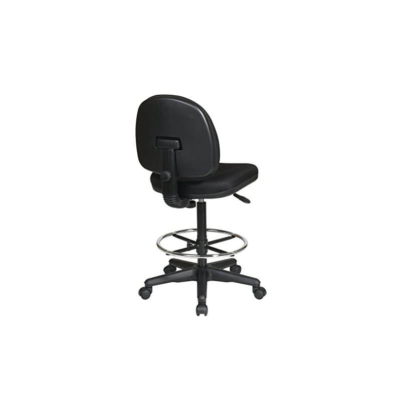 Drafting Chair with Lumbar Support, Black, 24.75 to 29.75-Inch Adjustable Height