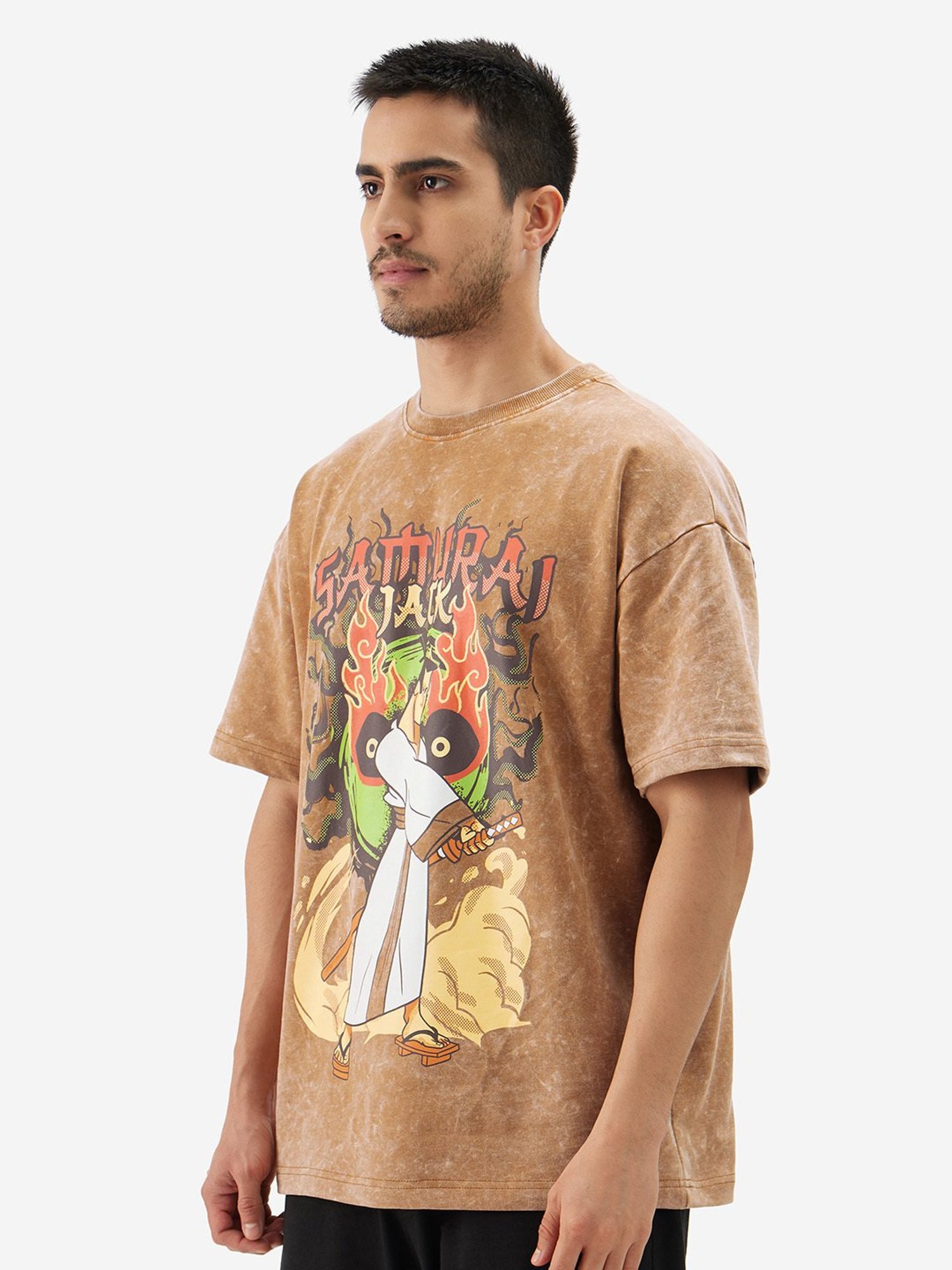 The Souled Store Samurai Jack: Blade Brown Oversized T-Shirt