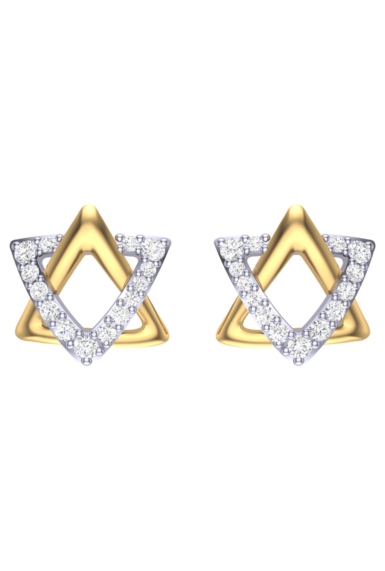 Clara Two Tone Sterling Silver Swiss CZ Stud Earrings