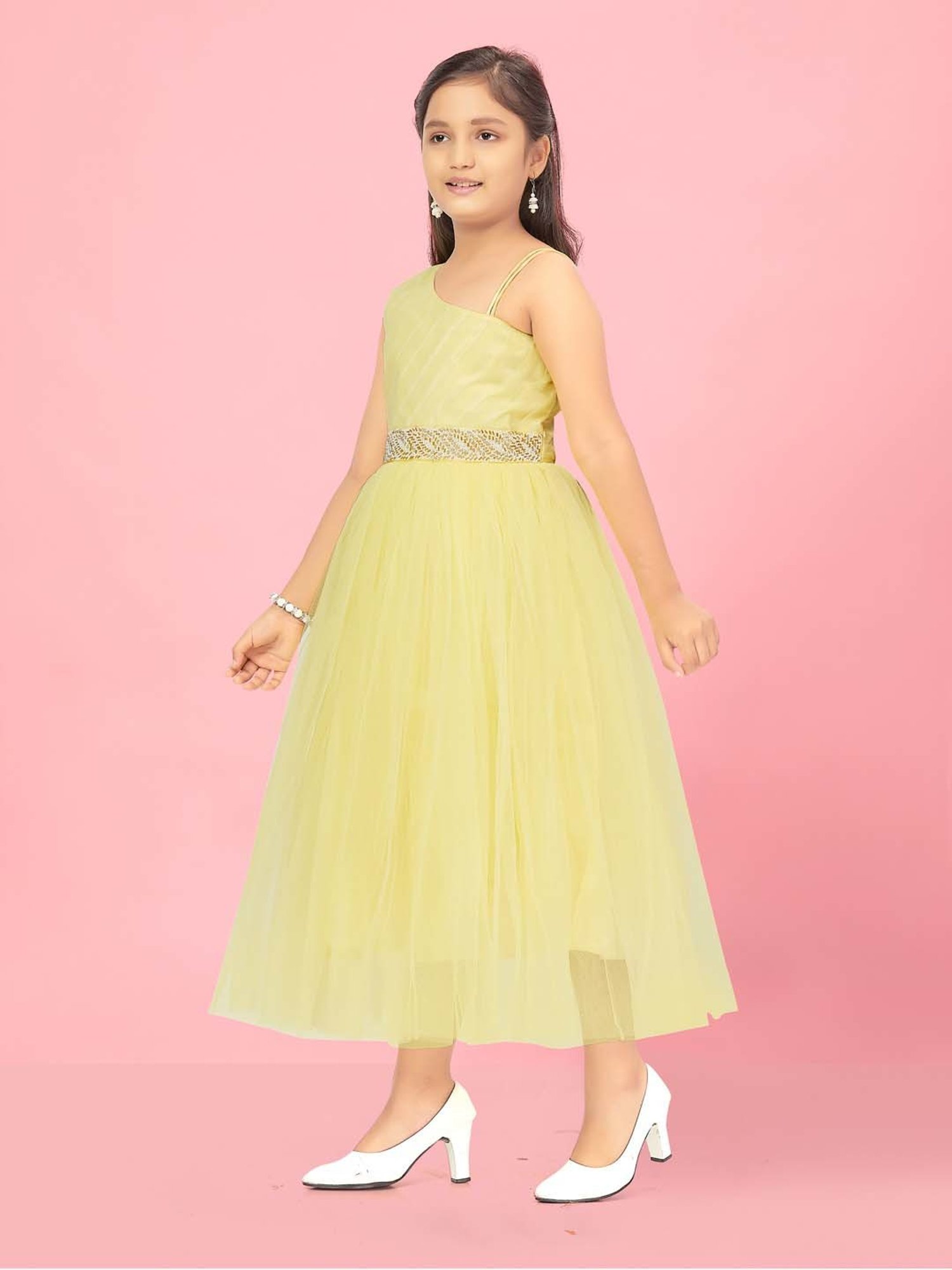 Aarika Kids Lemon Yellow Flared Fit Gown