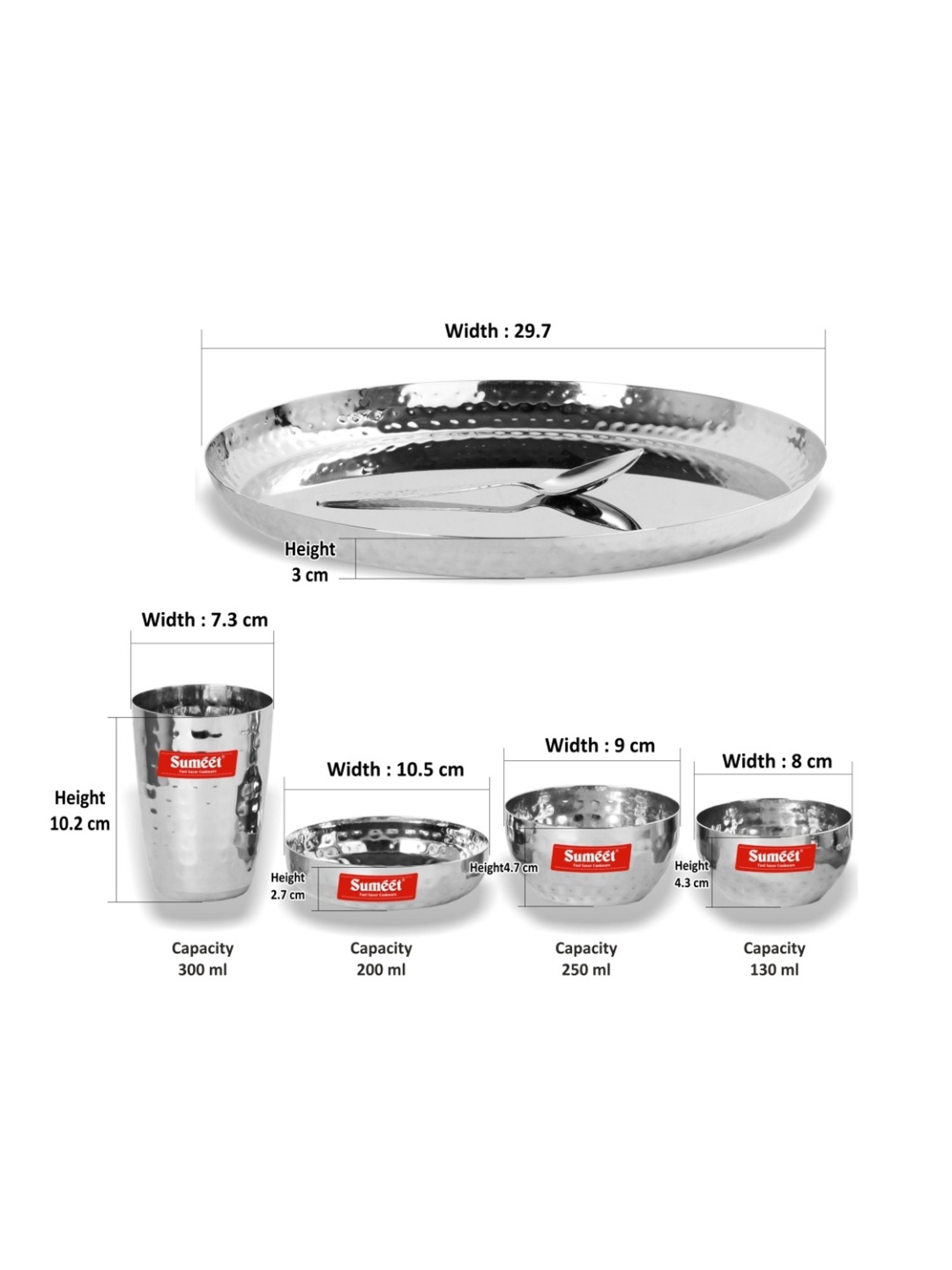 Cello White & Rust Glass Dinner Set
