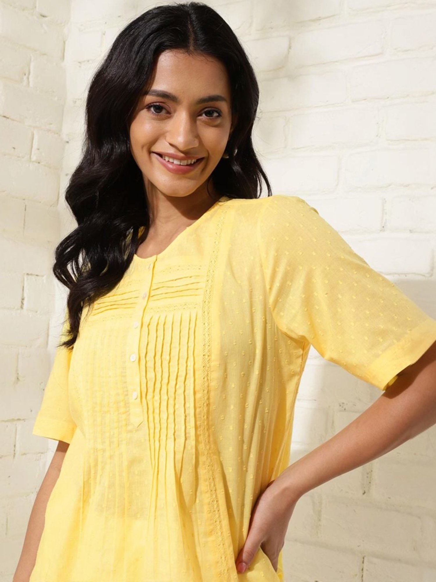 Fabindia Yellow Cotton Top
