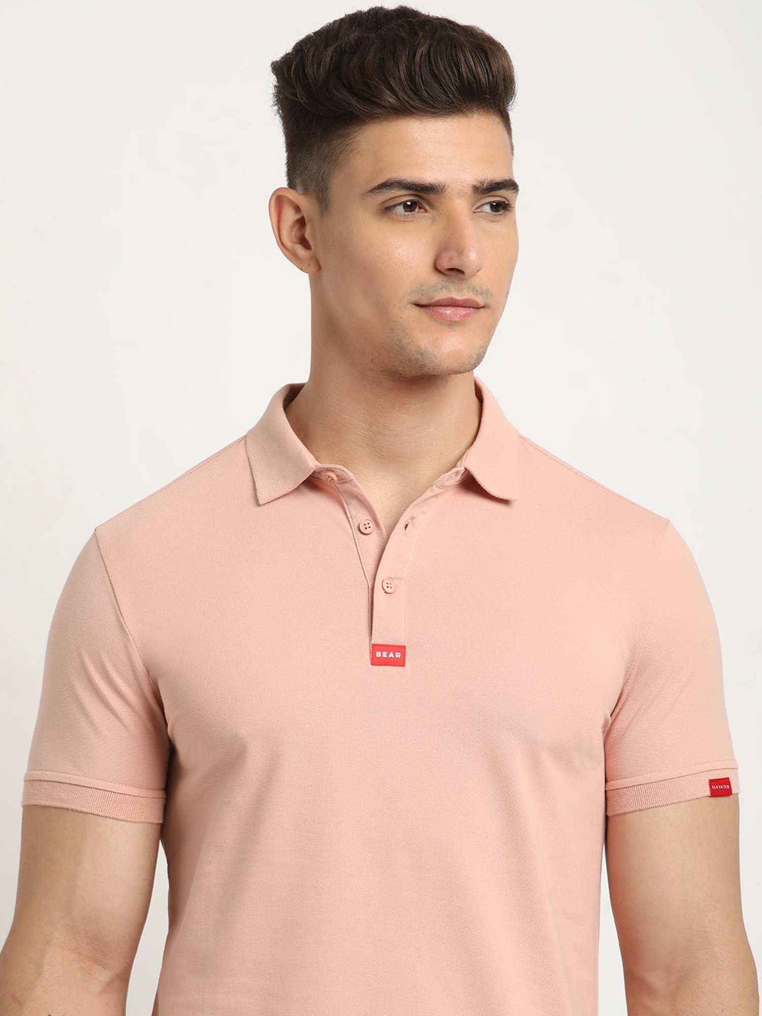 The Bear House Peach Slim Fit Polo T-Shirt