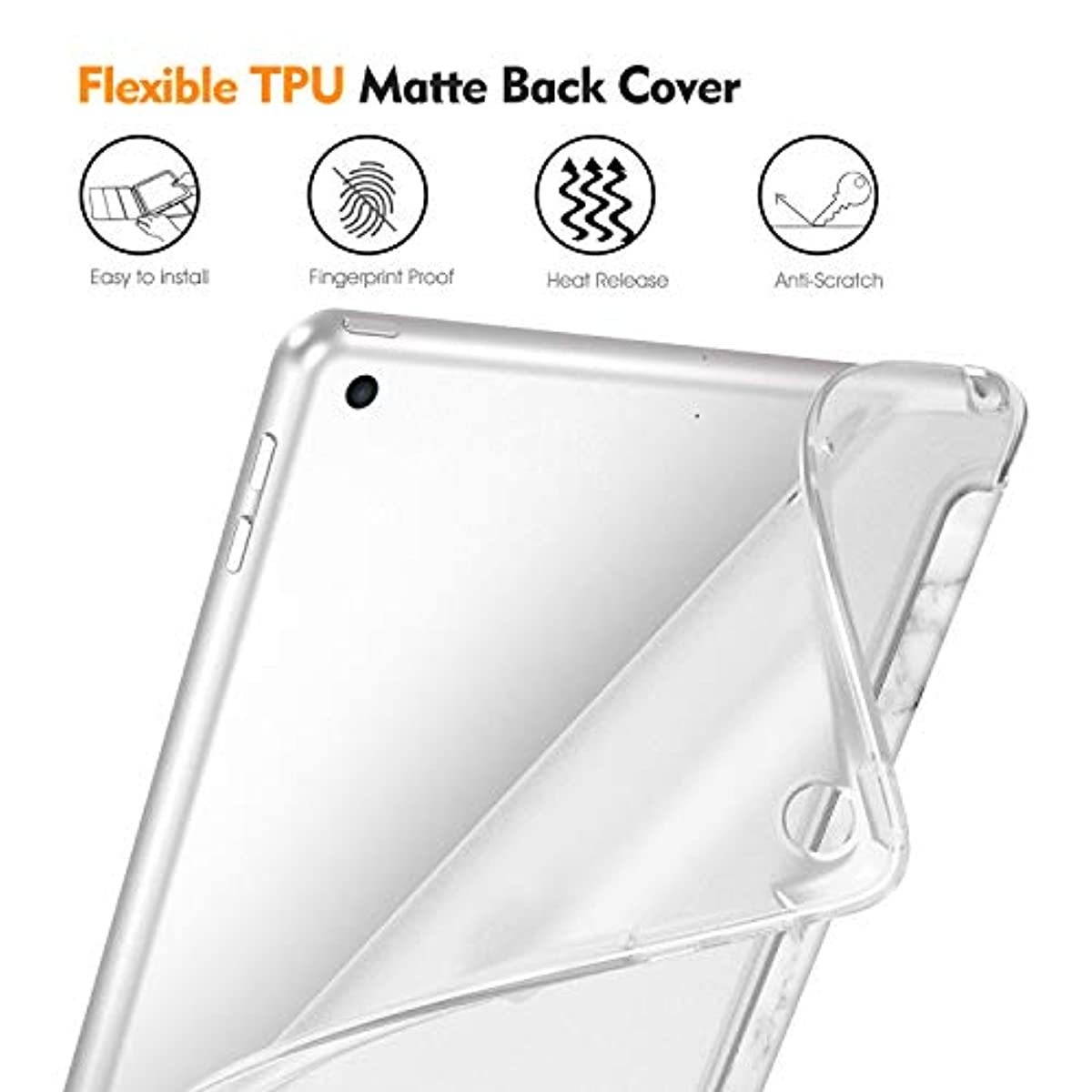 Fintie SlimShell Case for New iPad 8th Gen (2020) / 7th Generation (2019) 10.2 Inch - Soft TPU Protective Stand Back Cover, Supports Auto Wake/Sleep, Marble White