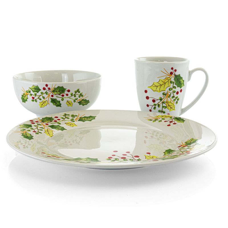 Vremi 16 Piece Multicolor Porcelain Dinnerware Set with 4 Dinner Plates, 4 Dessert Plates, 4 Salad/Soup Bowls, & 4 Coffee/Tea Mugs