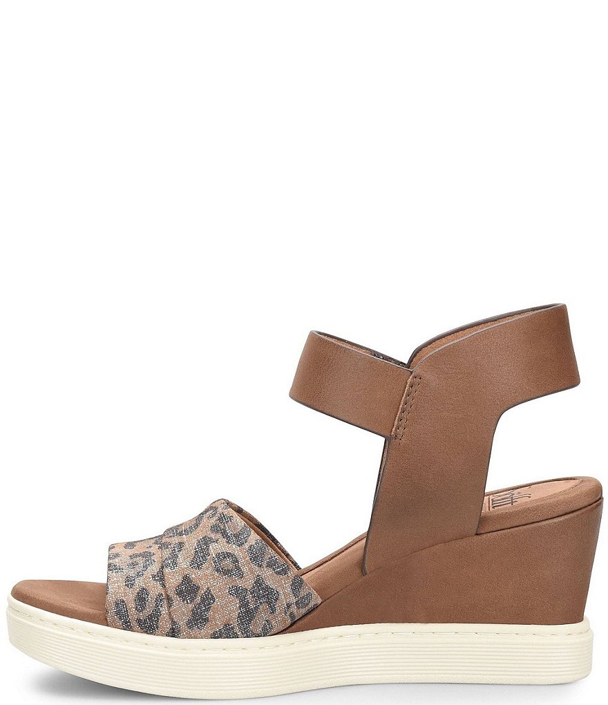 Sofft Samyra Leather Leopard Printed Athletic Inspired Wedges