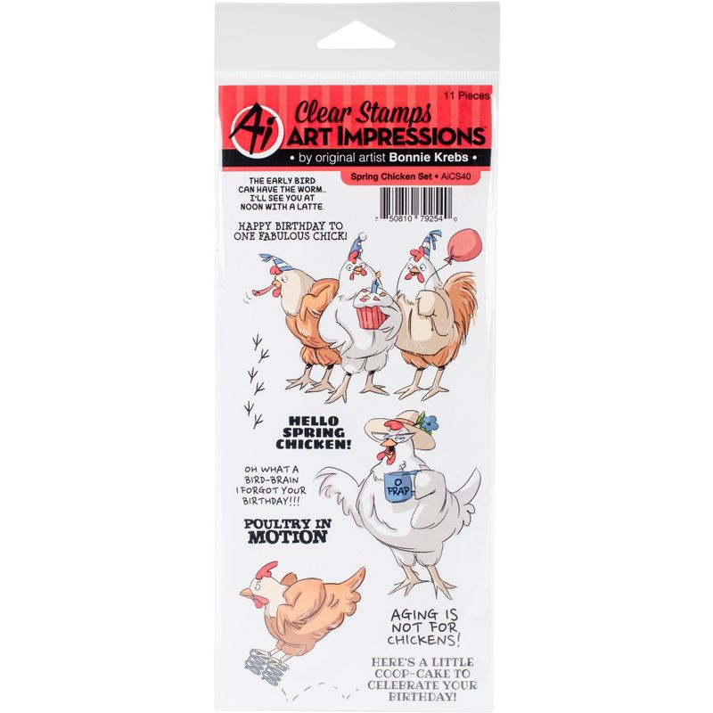 Art Impressions Funny Farm Clear Stamps-Spring Chicken