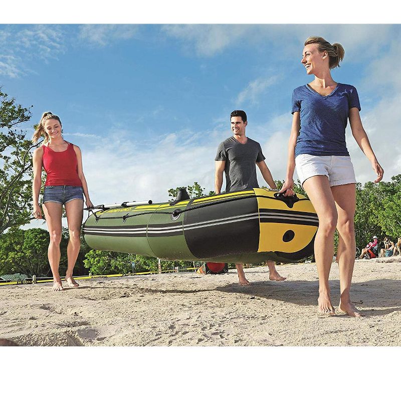 Intex Explorer 200 Inflatable 2 Person River Boat Raft Set with 2 Oars & Pump