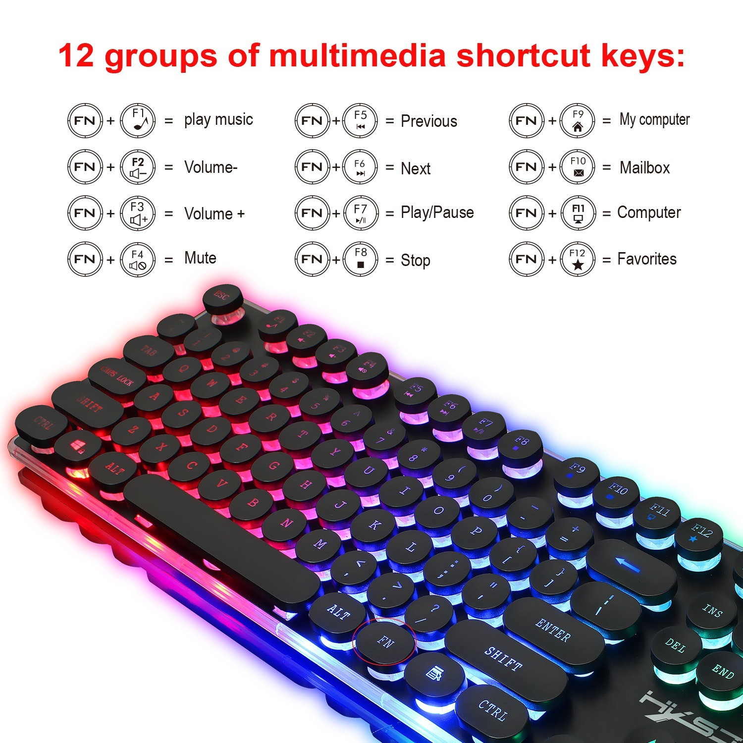 Backlit gaming keyboard RGB illuminated mouse set wired keyboard set