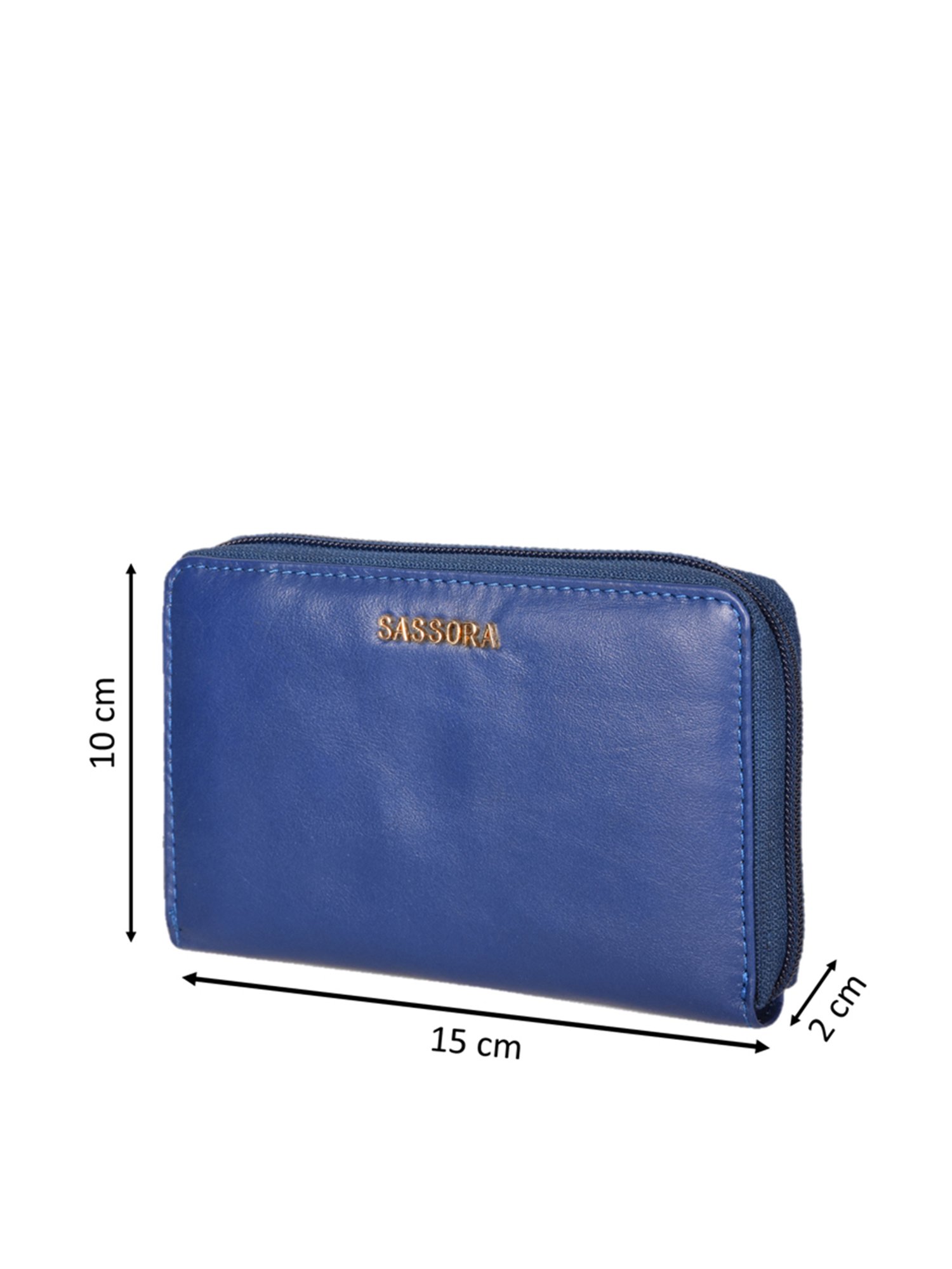 SASSORA Blue Solid Rfid Zip Around Wallet for Women
