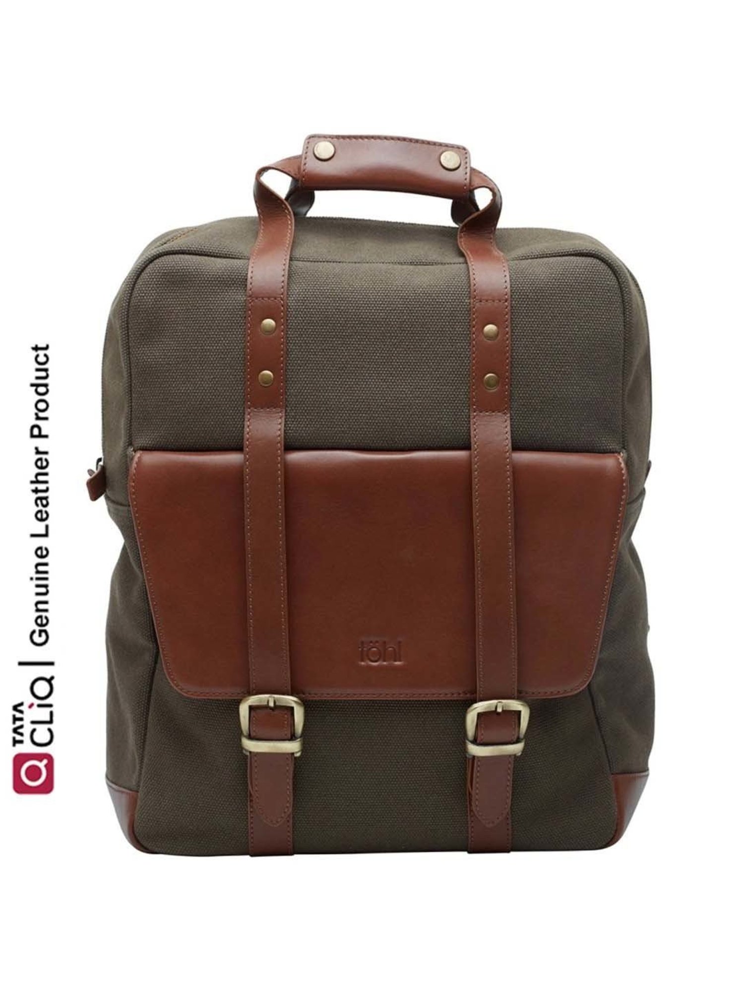 Tohl Andrea Olive Green & Brown Medium Convertible Laptop Backpack