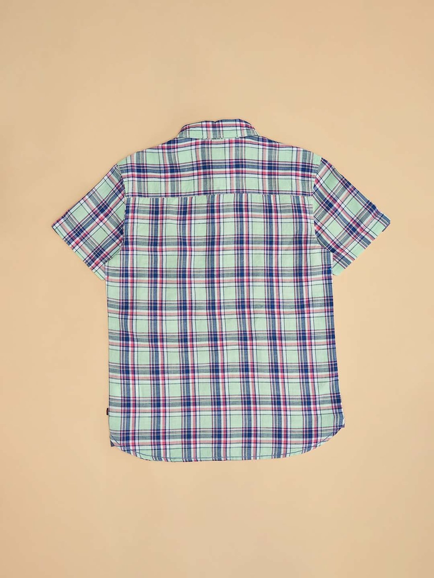 Pantaloons Junior Kids Pastel Green & Blue Cotton Chequered Shirt