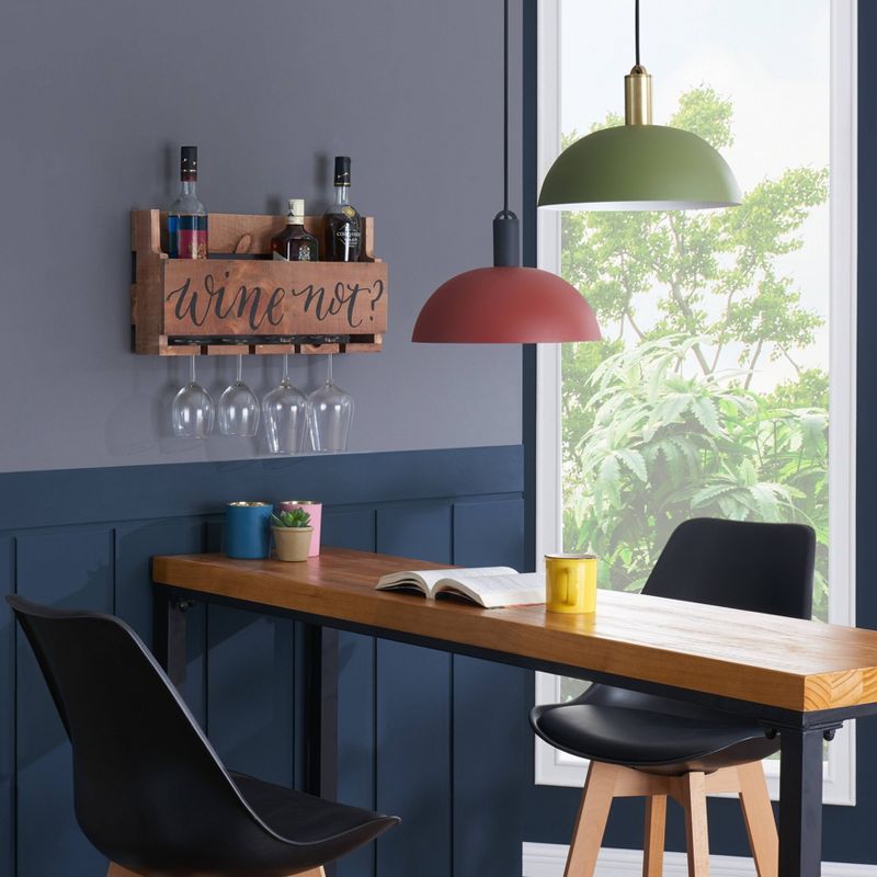 Wall Mount "Wine Not?" Quote Stemware Rack with Rustic Wood - Danya B.