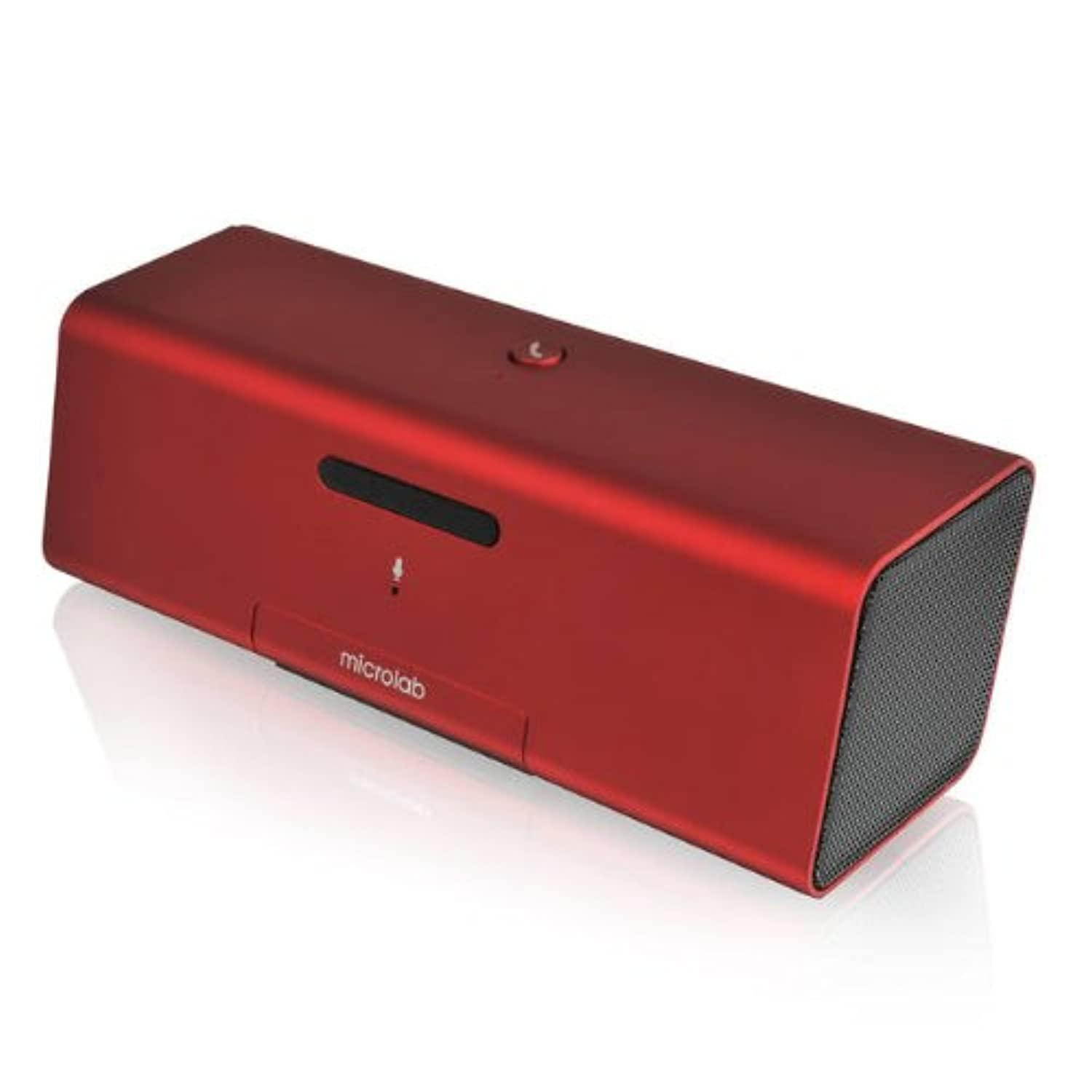 pack of 5 microlab md212 wireless bluetooth portable stereo speaker w/microphone & rechargeable battery & retractable tray (red)