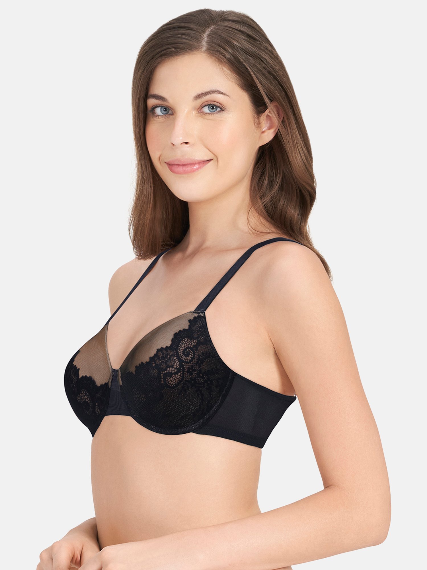 Amante Black Under Wired Padded Demi Cup Bra