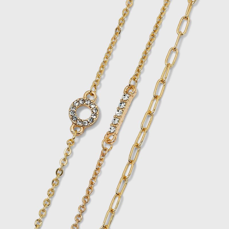 Crystal and Chain Anklet Trio Set - A New Day™ Gold