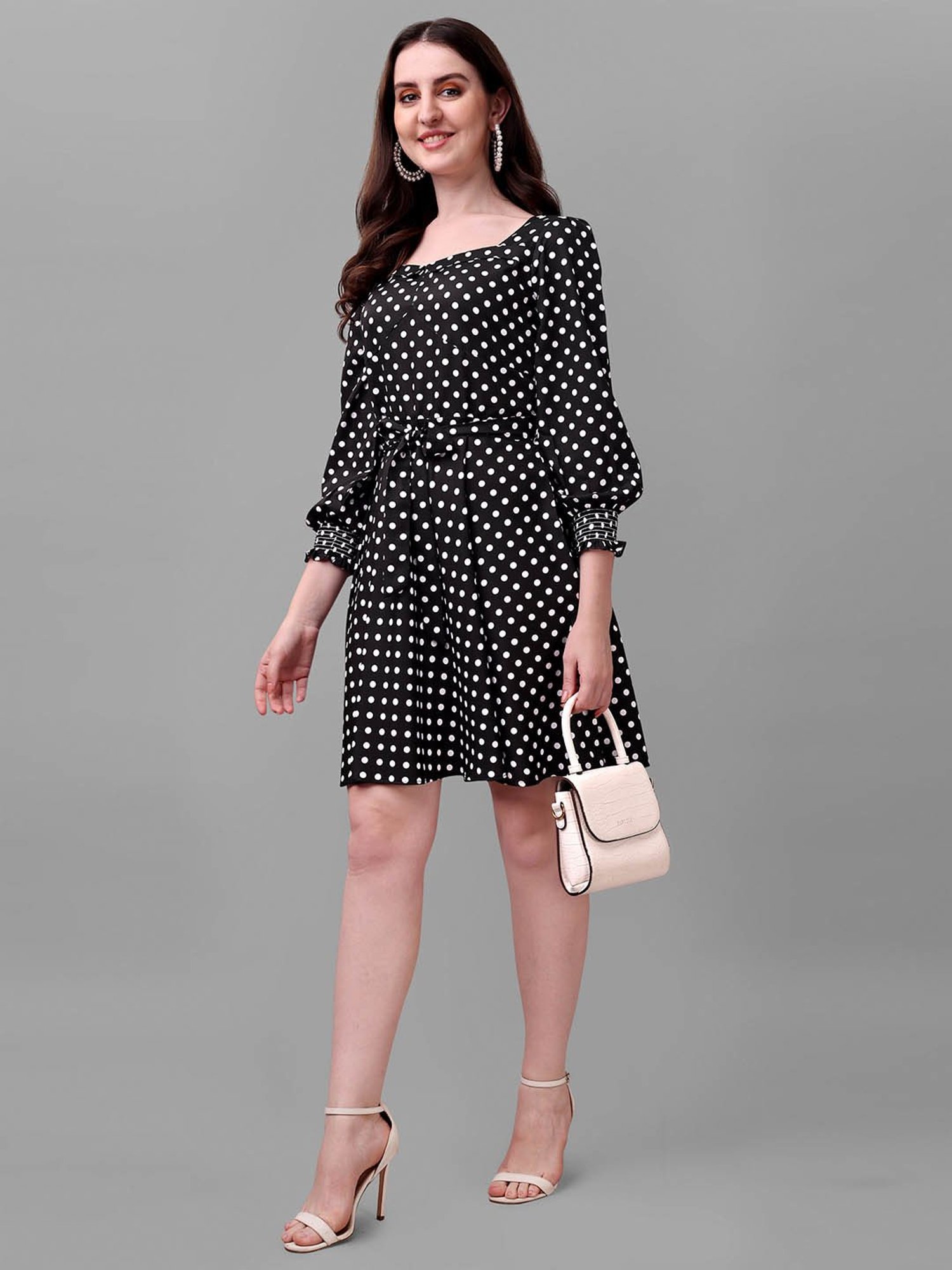 MASAKALI.CO Black & White Polka Dot A Line Dress