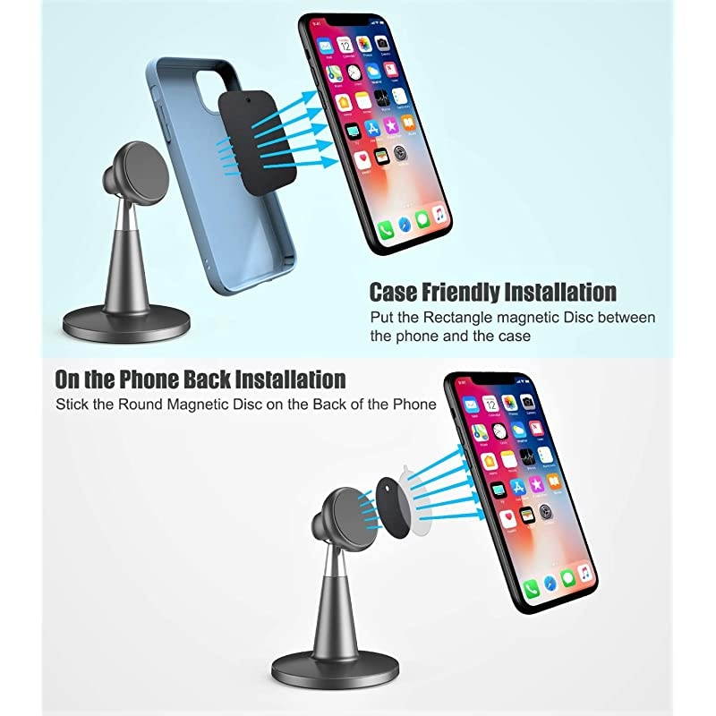 Magnet Phone Holder Desk  Desktop Magnetic Cell Phone Holder Compatible with iPhone SE 11Pro XR 8 X 7 6 6s PlusAndroid Smartphone Stand for Office Desk Gray
