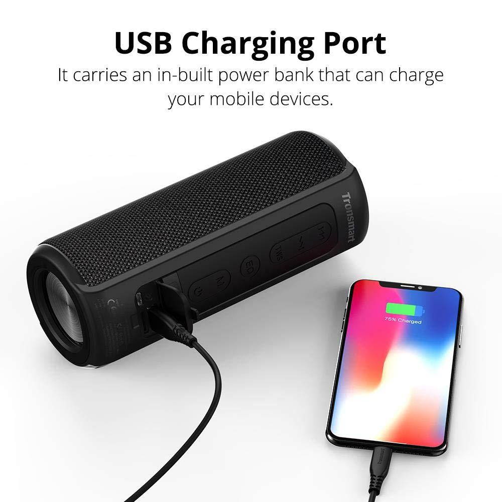 Waterproof Bluetooth Speakers, Tronsmart T6 Plus 40W Outdoor Speakers Bluetooth 5.0, IPX6 Portable Wireless Speakers with Tri-Bass Effects, 15-Hour Playtime with 6600mAh Power Bank, TWS, Built-in Mic