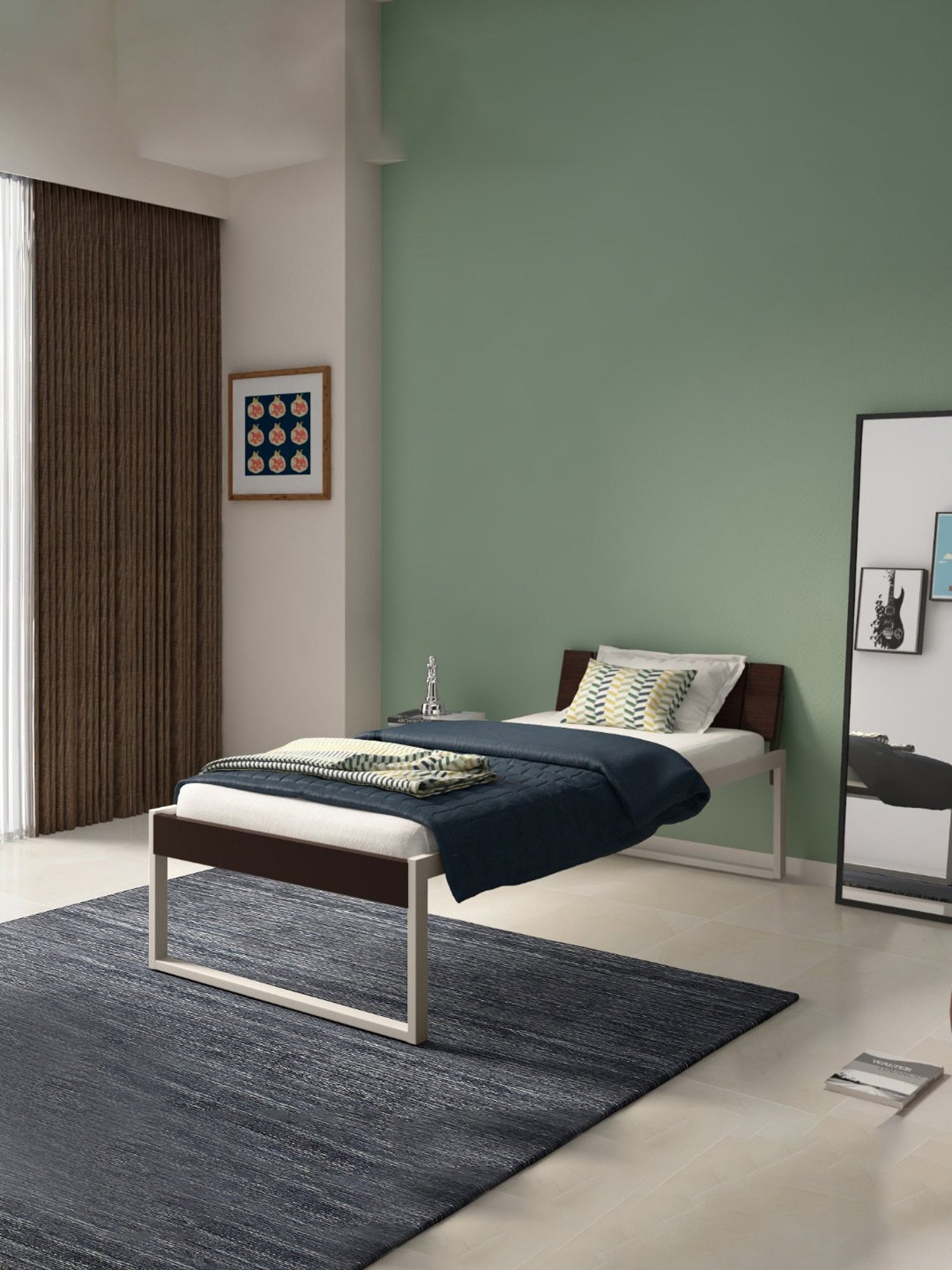 Godrej Interio EQ Brown & White Mild Steel Single Bed