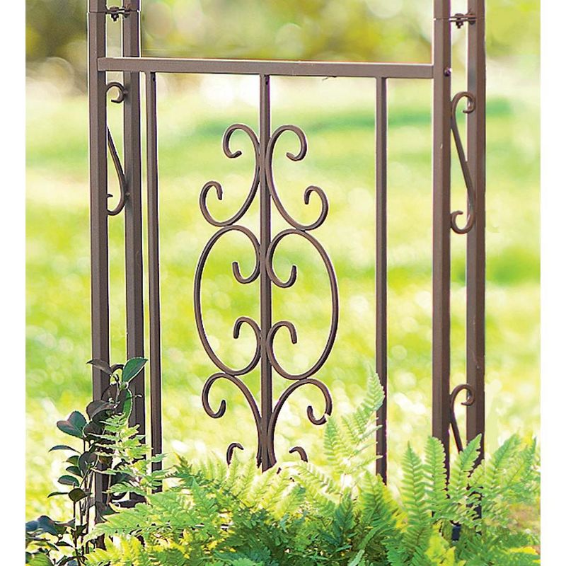Plow & Hearth - Montebello Iron Garden Arbor Trellis with Beautifully Crafted Scroll Work Design