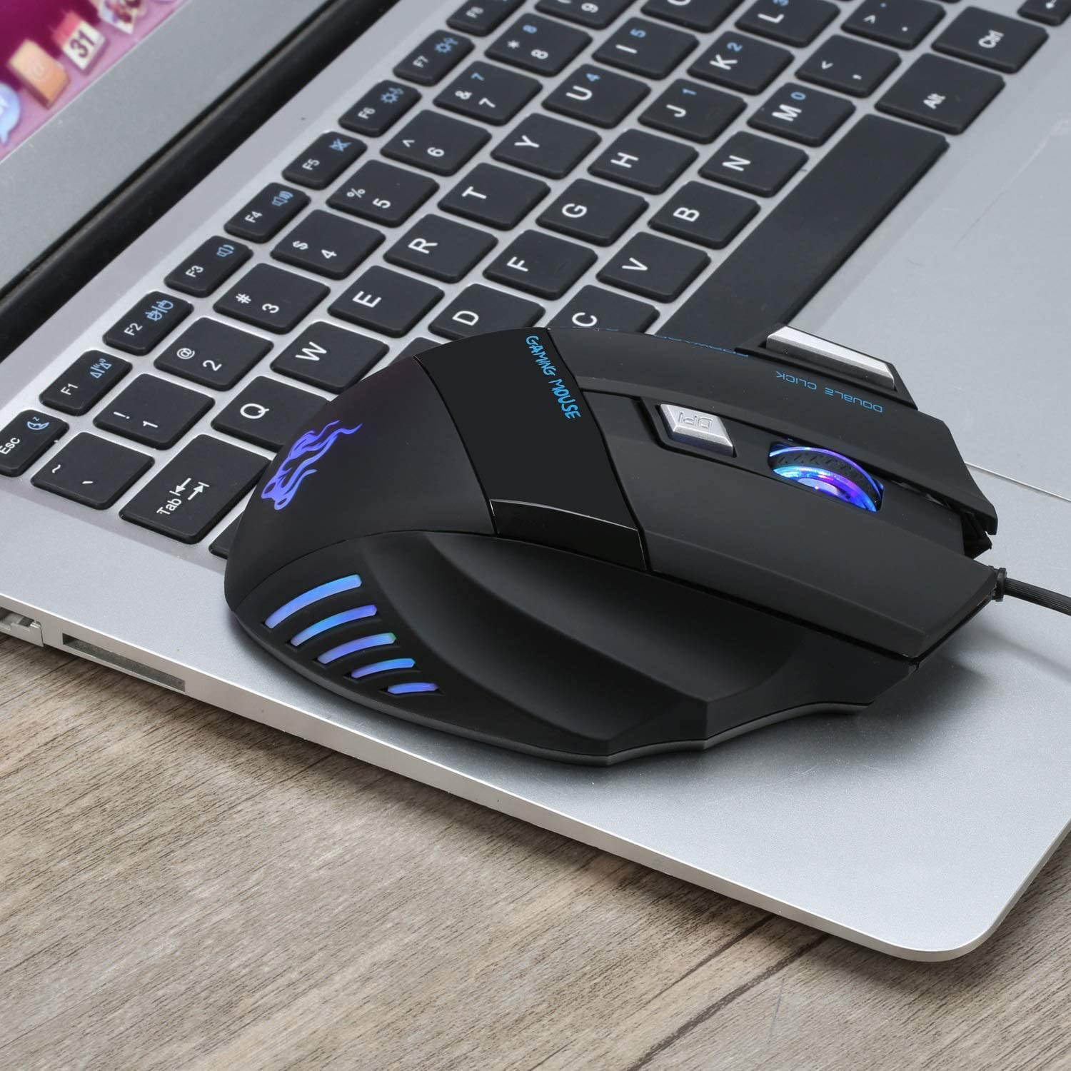 Gaming mouse,  USB Wired Mouse Professional Ergonomic Optical Computer Mouse with 7 Buttons, 4 DPI Adjustable Level, High Precision 500Hz Polling Rate for Windows 7/8/10/2000/XP/Vista Mac