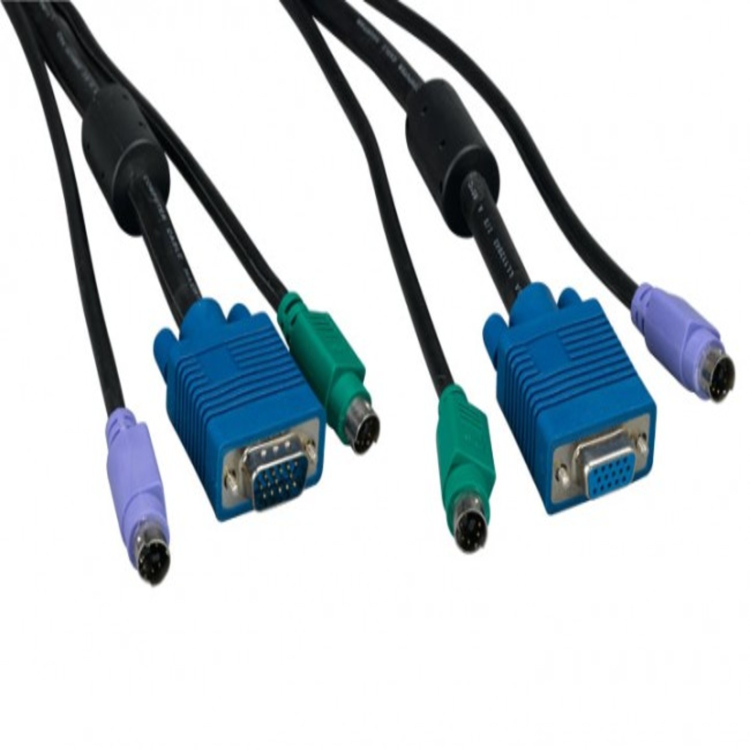 SANOXY Cables and Adapters; 10ft 3 in 1 KVM Cable, Super VGA M/F + PS/2 Keyboard & Mouse, with Ferrite, Black